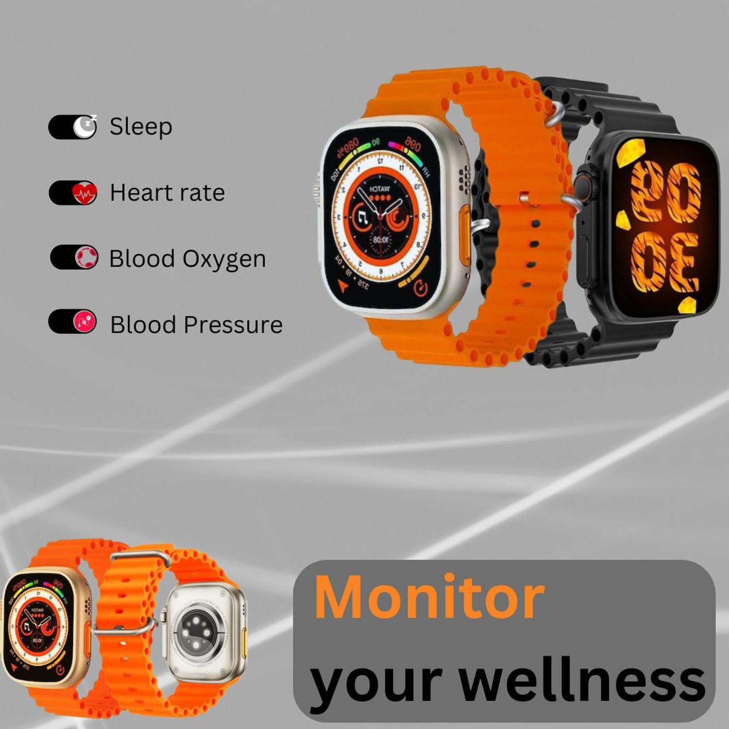 Image of TECHIO T800 Bluetooth Calling Touch Watch with IP67 Waterproof Music Play Smartwatch