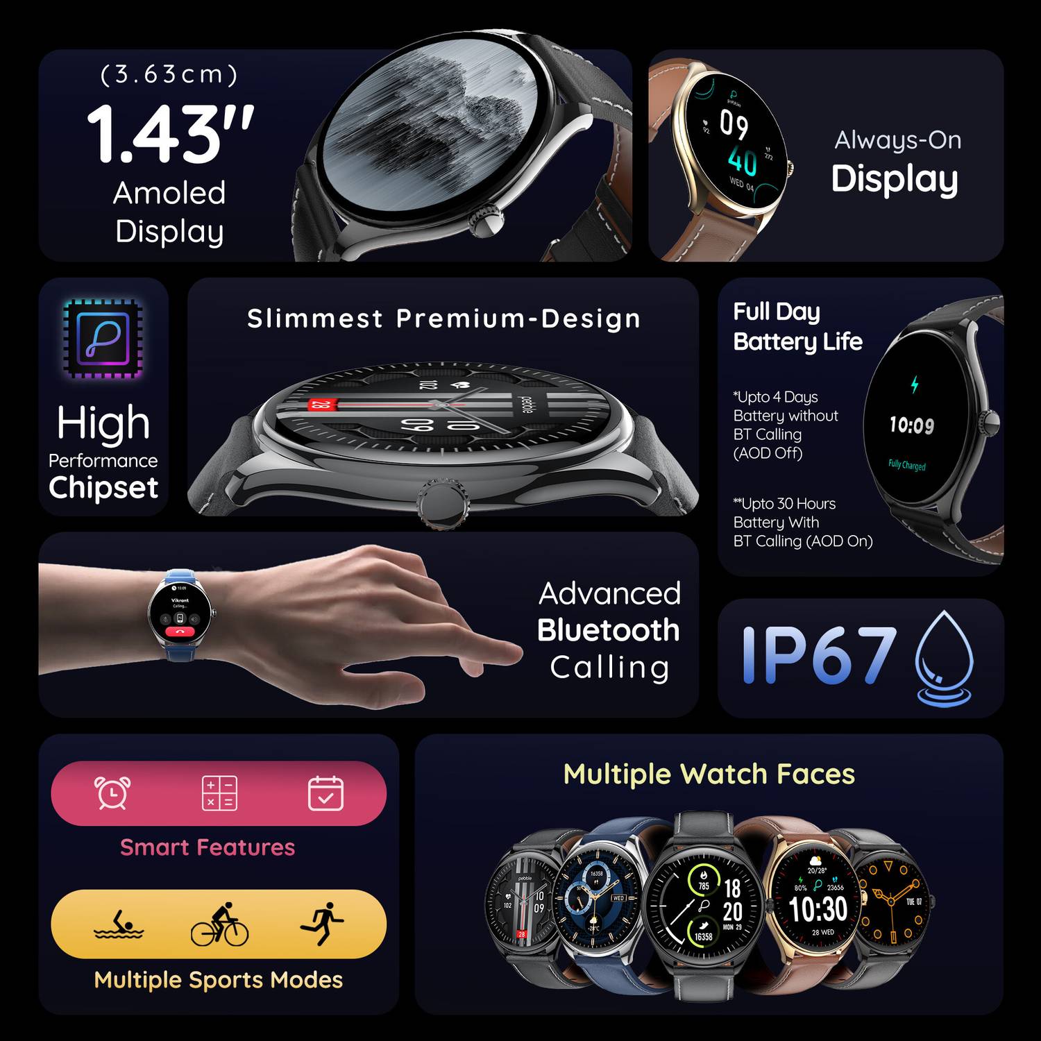 Pebble Royale Legend Slim 1.43'' Smartwatch - Image 4