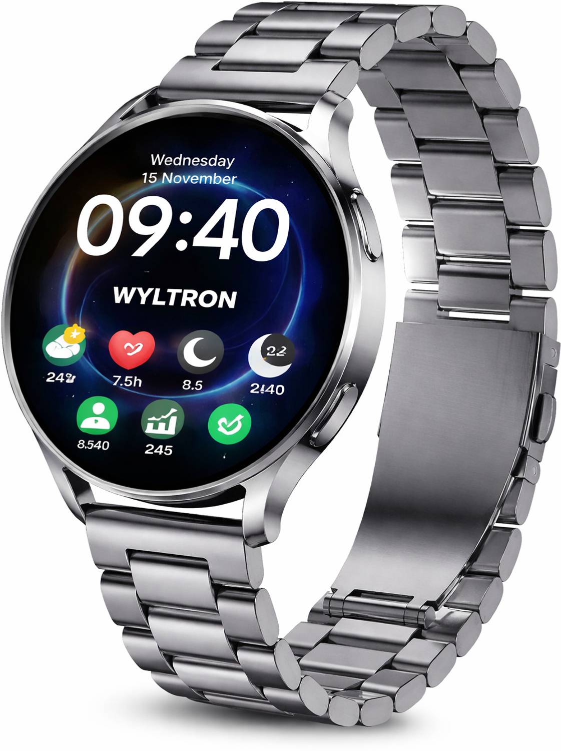 Wyltron Latest Active2 Full Silver Metal Strap, Hd Display, Bt Ca