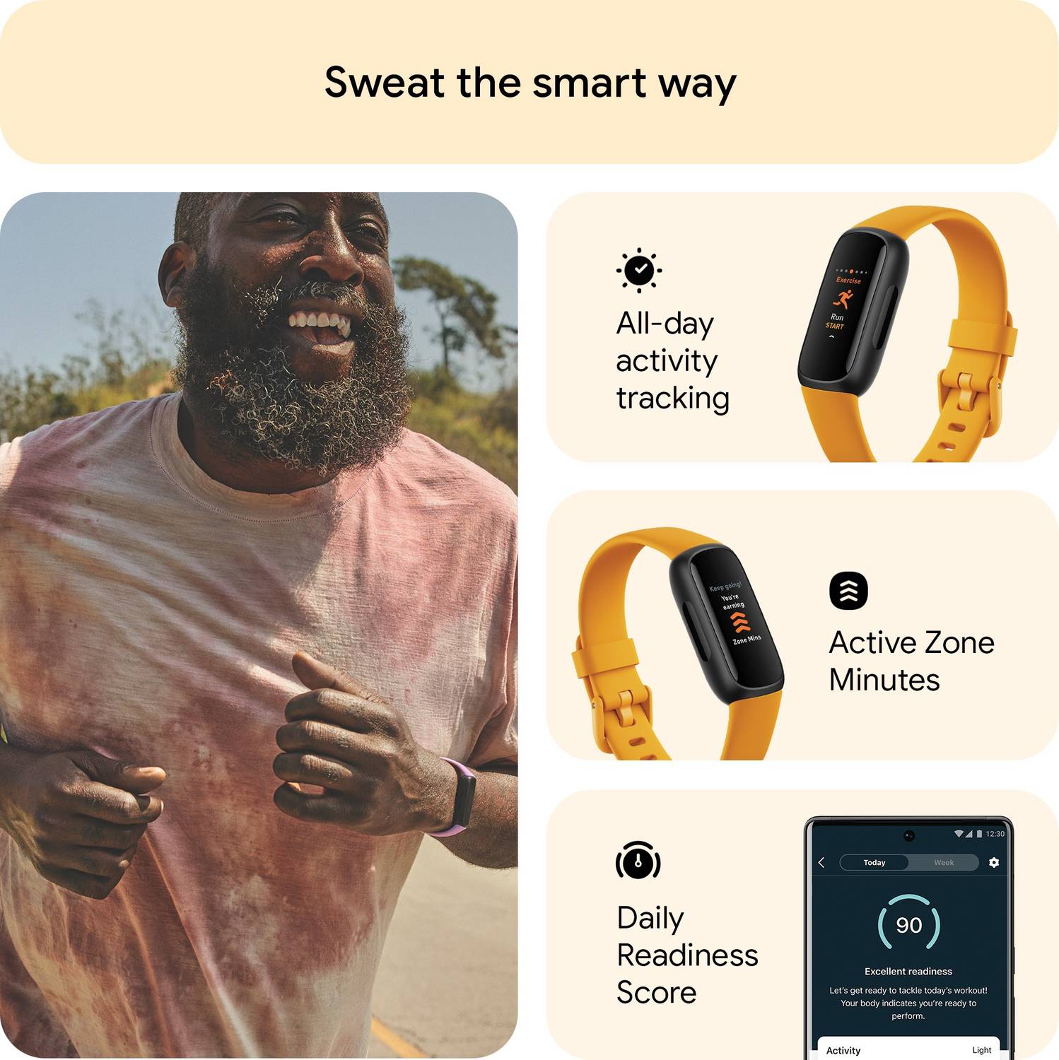 FITBIT Inspire 3 Health & Fitness Tracker (Morning Glow / Black
