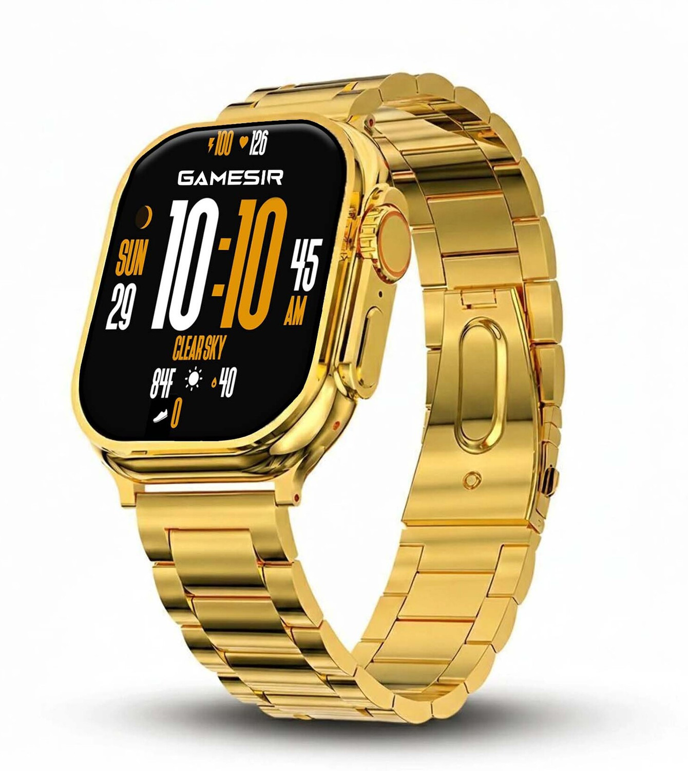 Image of GameSir S9 Ultra Smartwatch with Fitness Tracking & Long Battery Life Smartwatch (Gold Strap, Free Size)