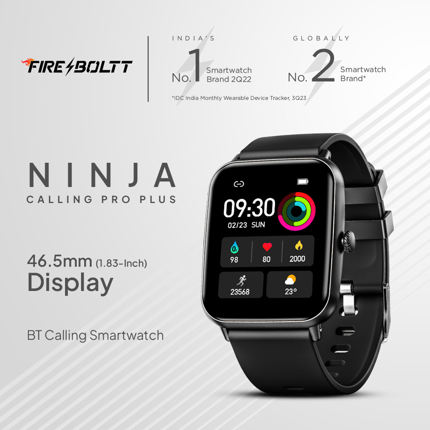 Image of Fire-Boltt Ninja Calling Pro Plus 46.5mm (1.83) Display Bluetooth Calling, AI Voice Smartwatch