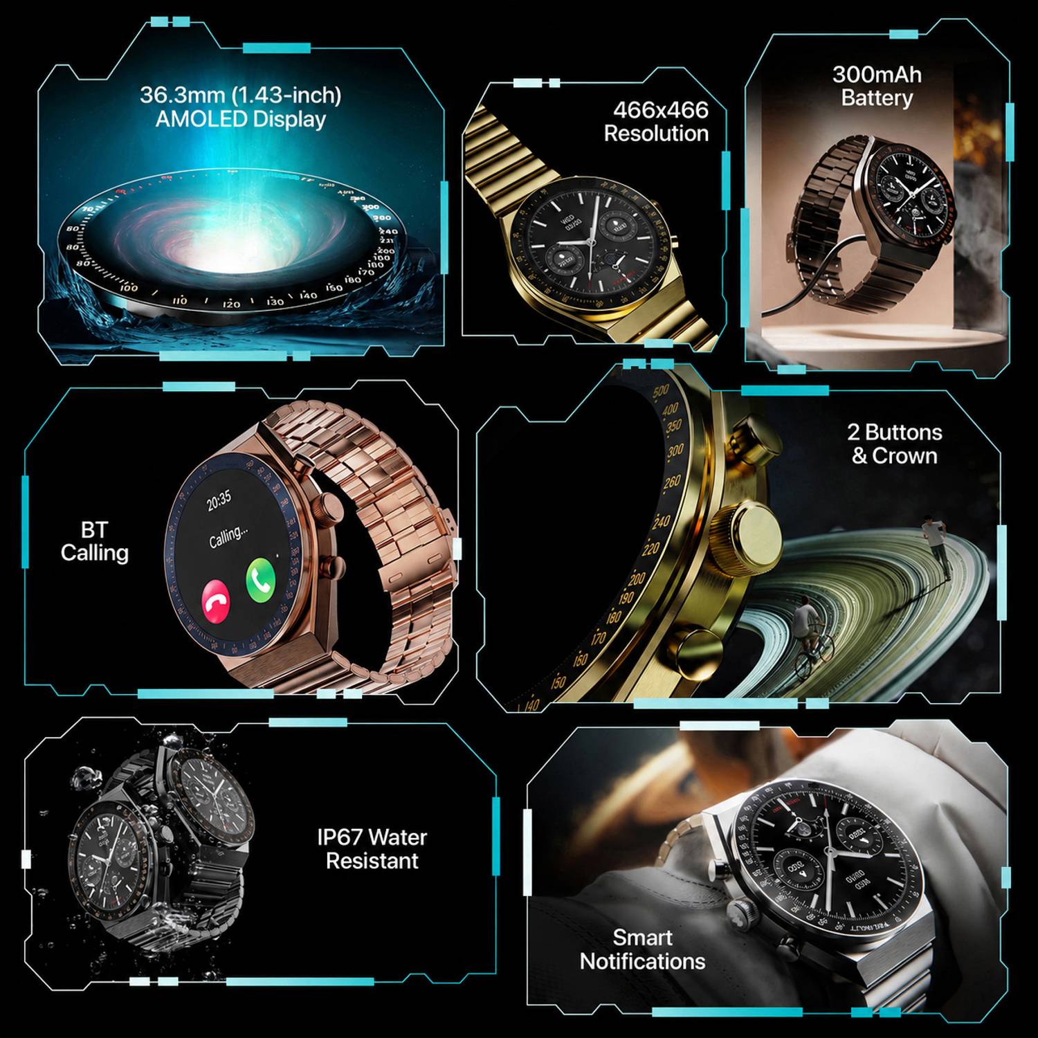 OLDY GOLDY COMPUTERS 36.3mm AMOLED Smartwatch - Image 2