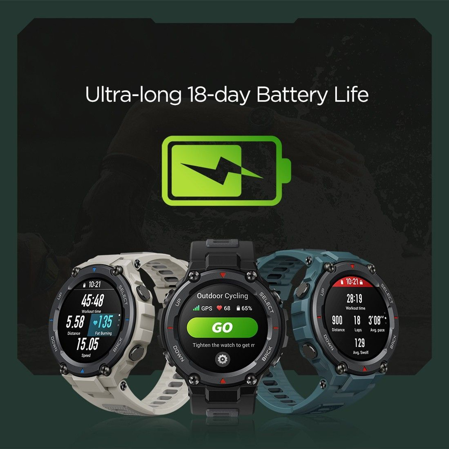Image of AMAZFIT T rex Pro 1.3HD AMOLED with advanced GPS & 10ATM water resistance Smartwatch