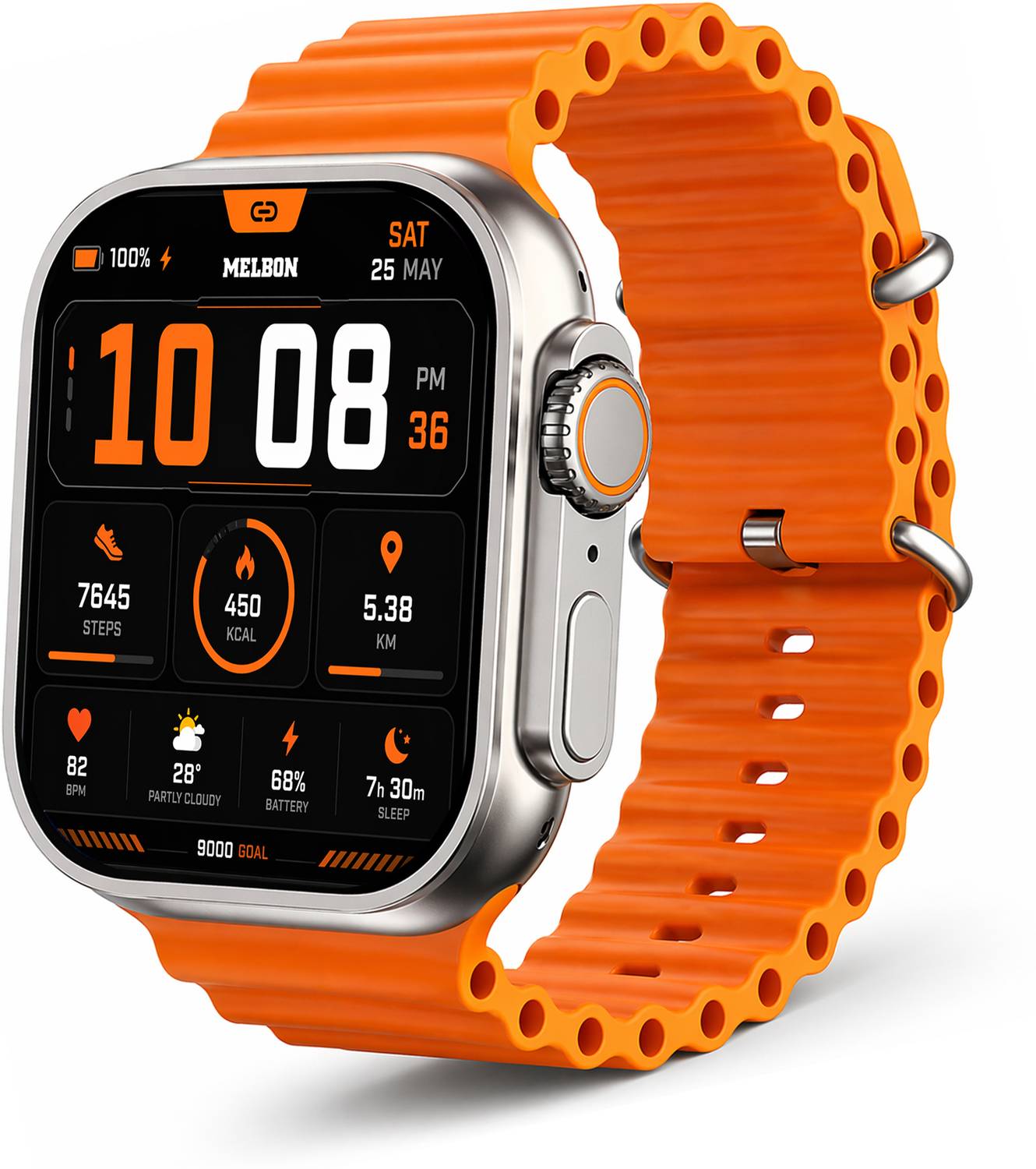 Melbon T800 Ultra Smartwatch Orange: Stylish Bluetooth Calling &