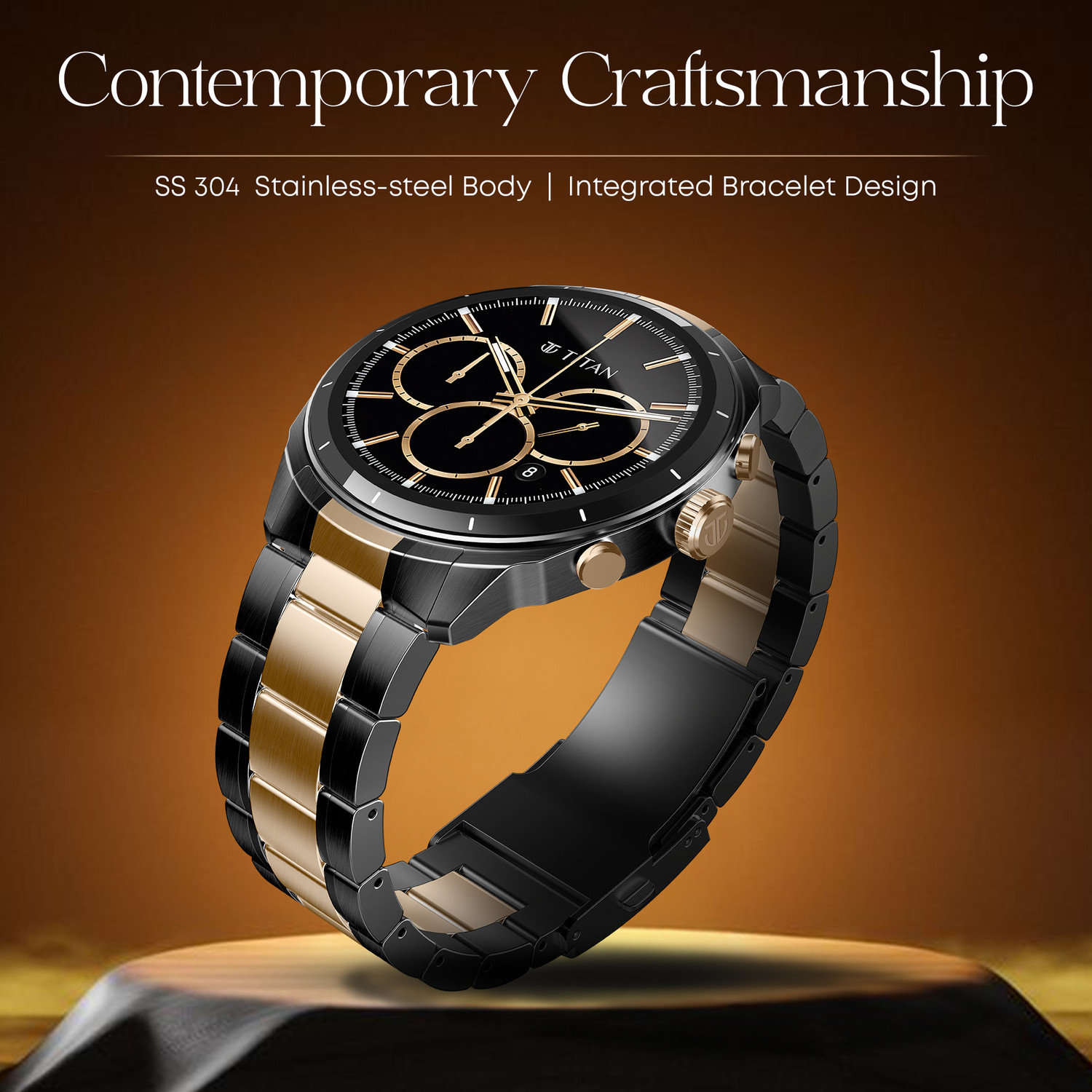 Image of Titan Heritage 1.43'' AMOLED|60Hz|Stainless Steel|BT Calling|Working Crown|3D UI|Mens Smartwatch