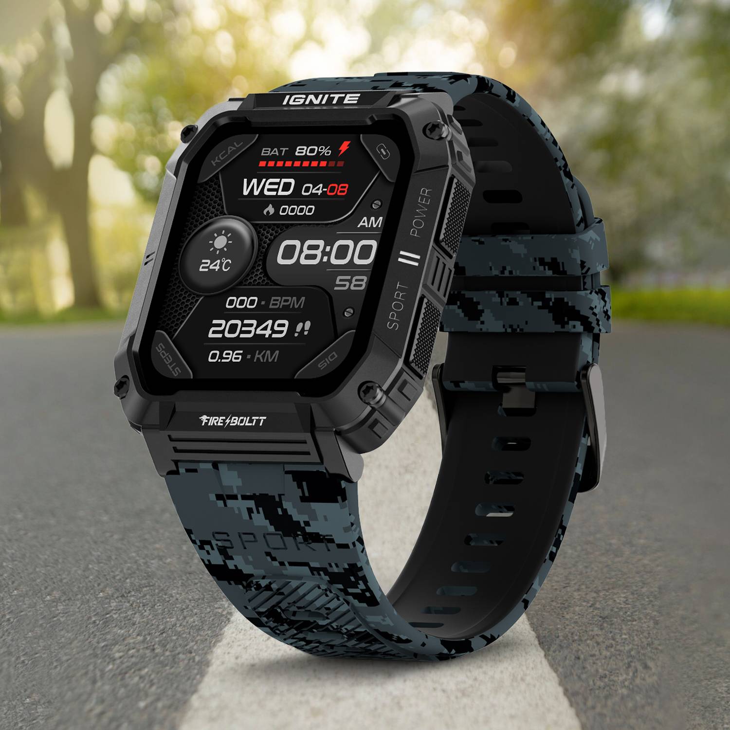 Fire-Boltt Combat 49.5mm (1.95) Display, Rugged Outdoor Design, Voice Assistant BT Calling Smartwatch