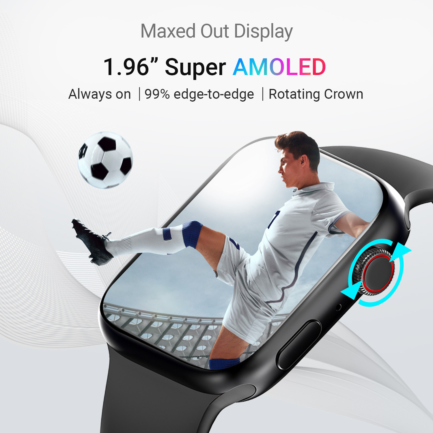 Image of CrossBeats Ignite S5 1.96 inch with 368*448 Pixels BT Calling 100+ Sports Mode 500+ Watch Faces Smartwatch