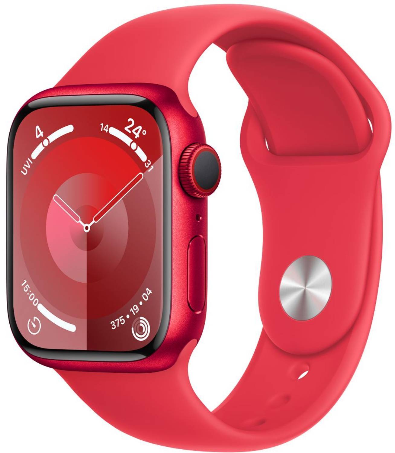 Apple Watch Series 9 GPS + Cellular 41mm RED Case & RED Sport Ban