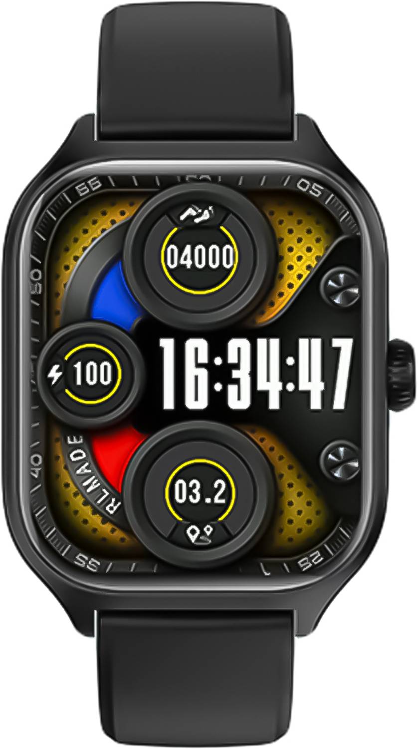TecSox Spectra Smartwatch (Matt Black Strap, Free Size)