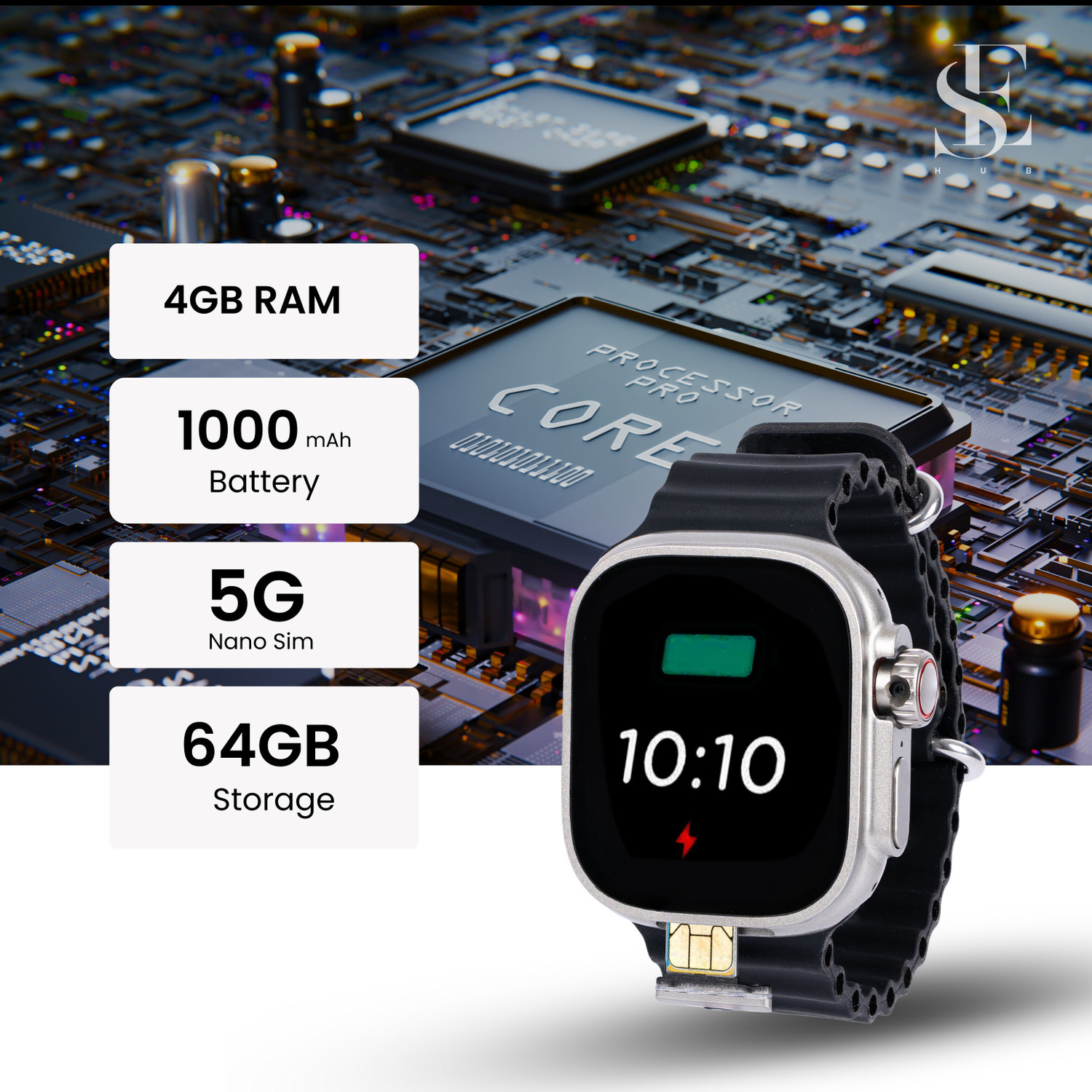 Image of SEHUB HW Ultra call 3 Call Smart Watch with SIM Card, HD Dual Camera,| With Calls Smartwatch