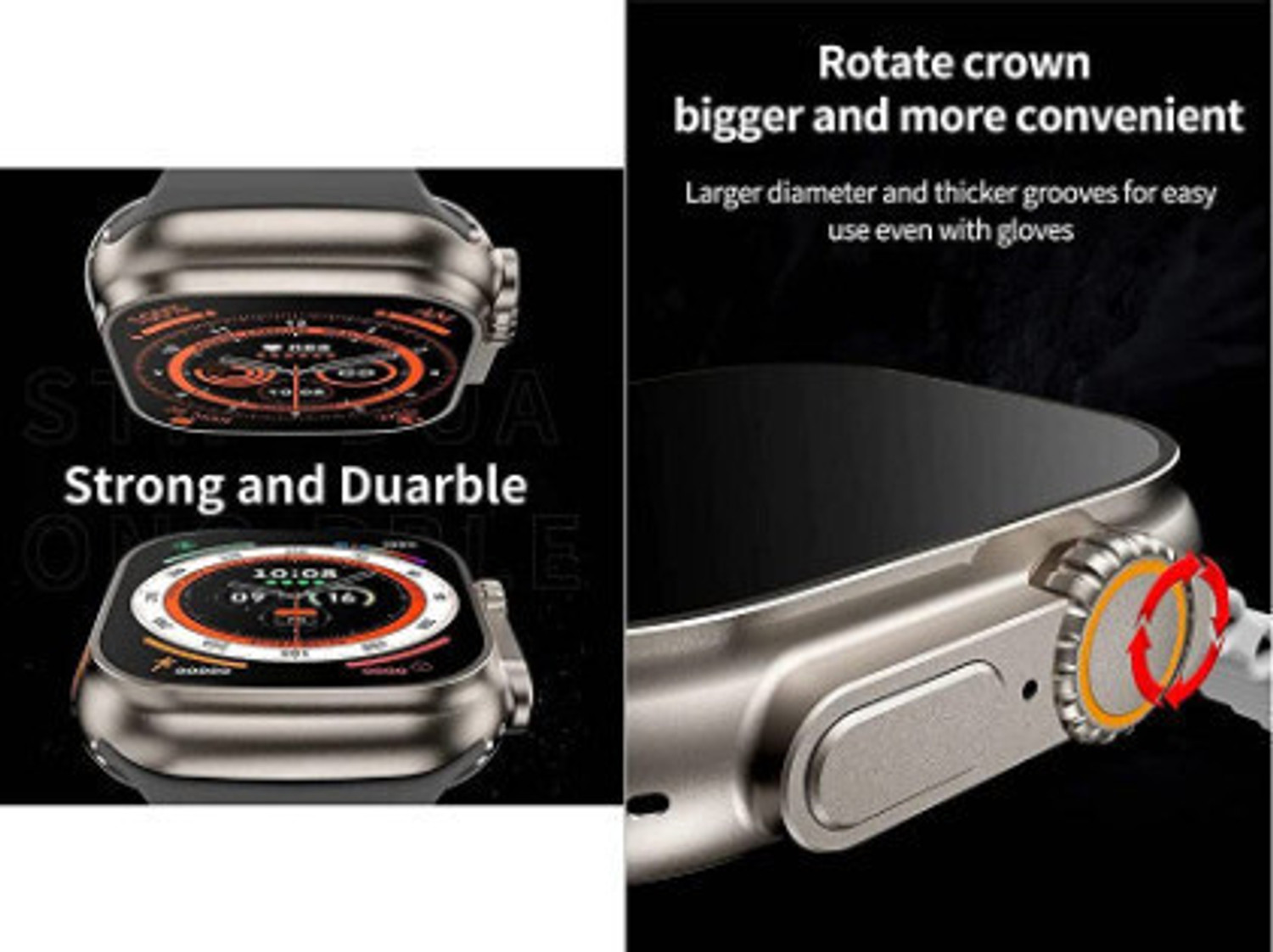 Image of Vinayak T800 Ultra Smart Watch & Wireless Charger Smartwatch (Black Strap, Free Size)