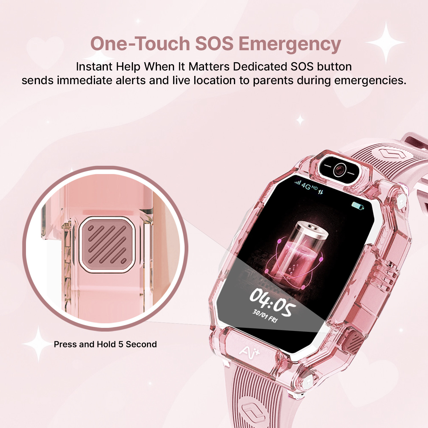 Image of Ai+ NovaWatch Kids 4G with Live GPS, Video Call, SOS & Geo-Fencing Smartwatch