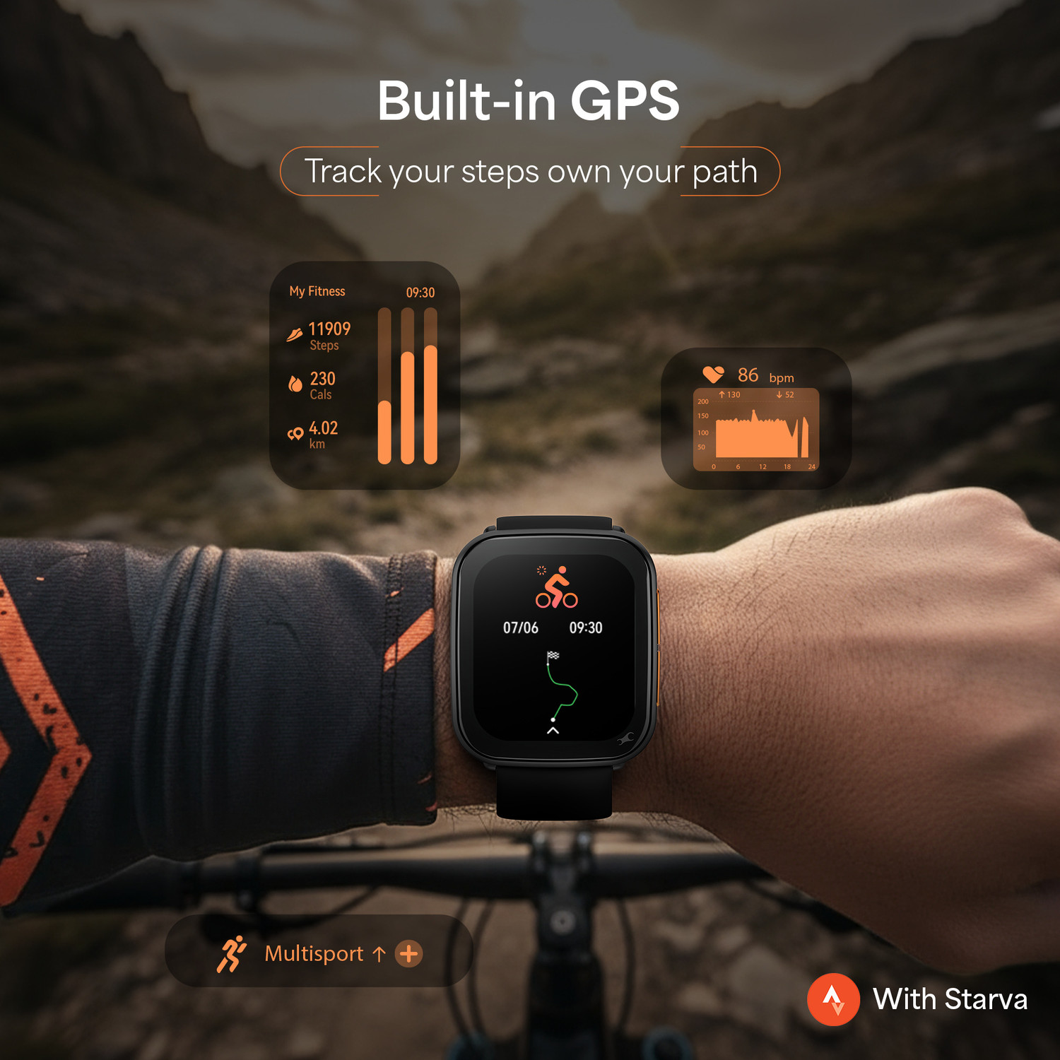 Image of Fastrack Navstar 1.85 inch AMOLED Square Display with Built In GPS,AI Chat,Dual Buttons,IP68 Smartwatch