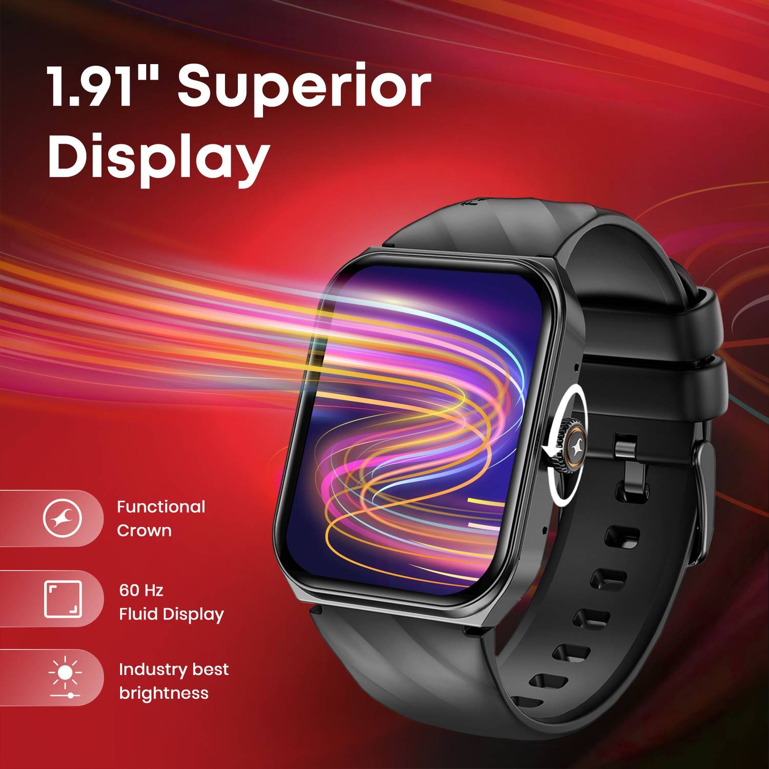Fastrack Revoltt X2 1.91'' BT Calling Smartwatch - Image 2