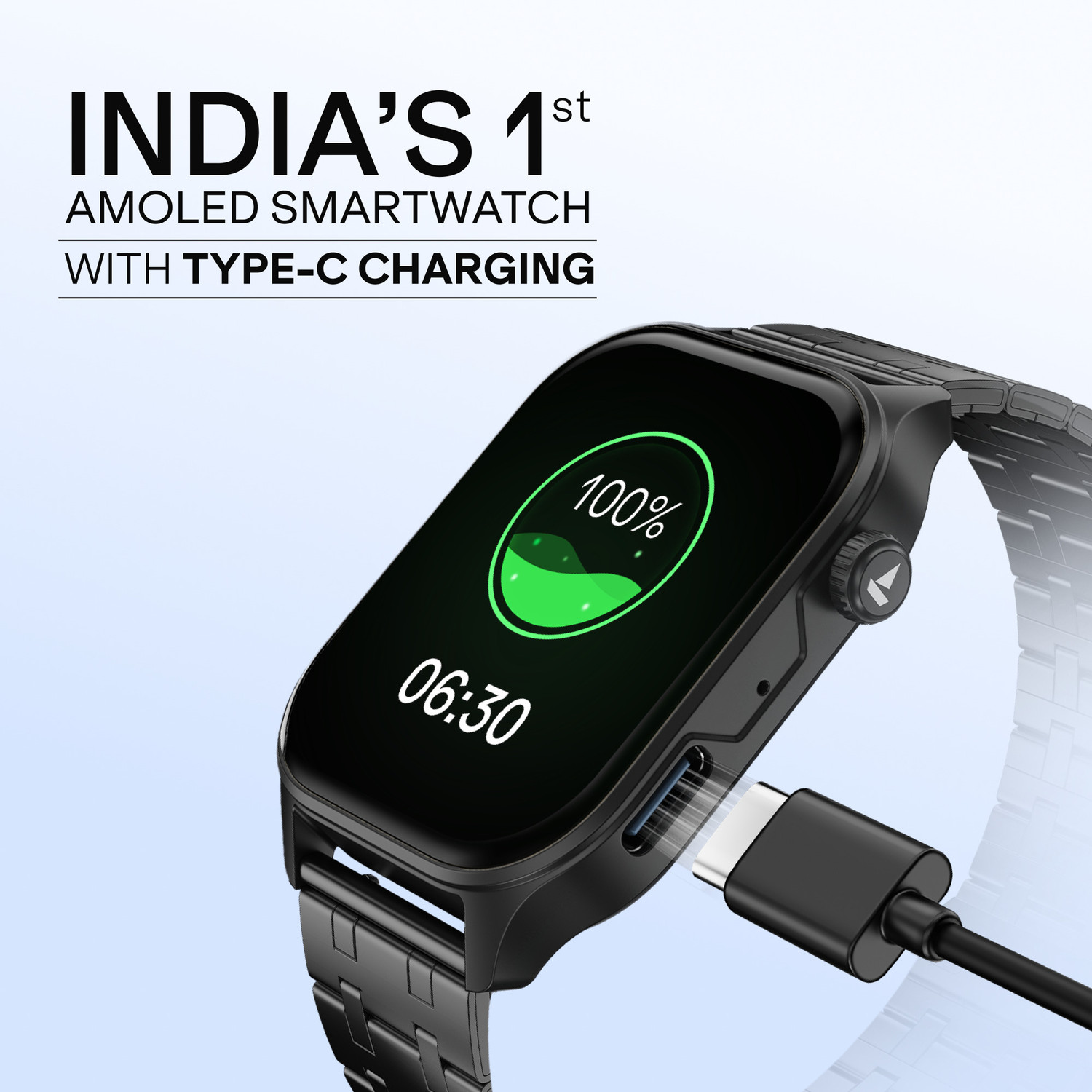 Image of boAt Ultima Vogue 2, Type-C , 1.96 inch AMOLED Display, 1000 nits, Metal body. Smartwatch