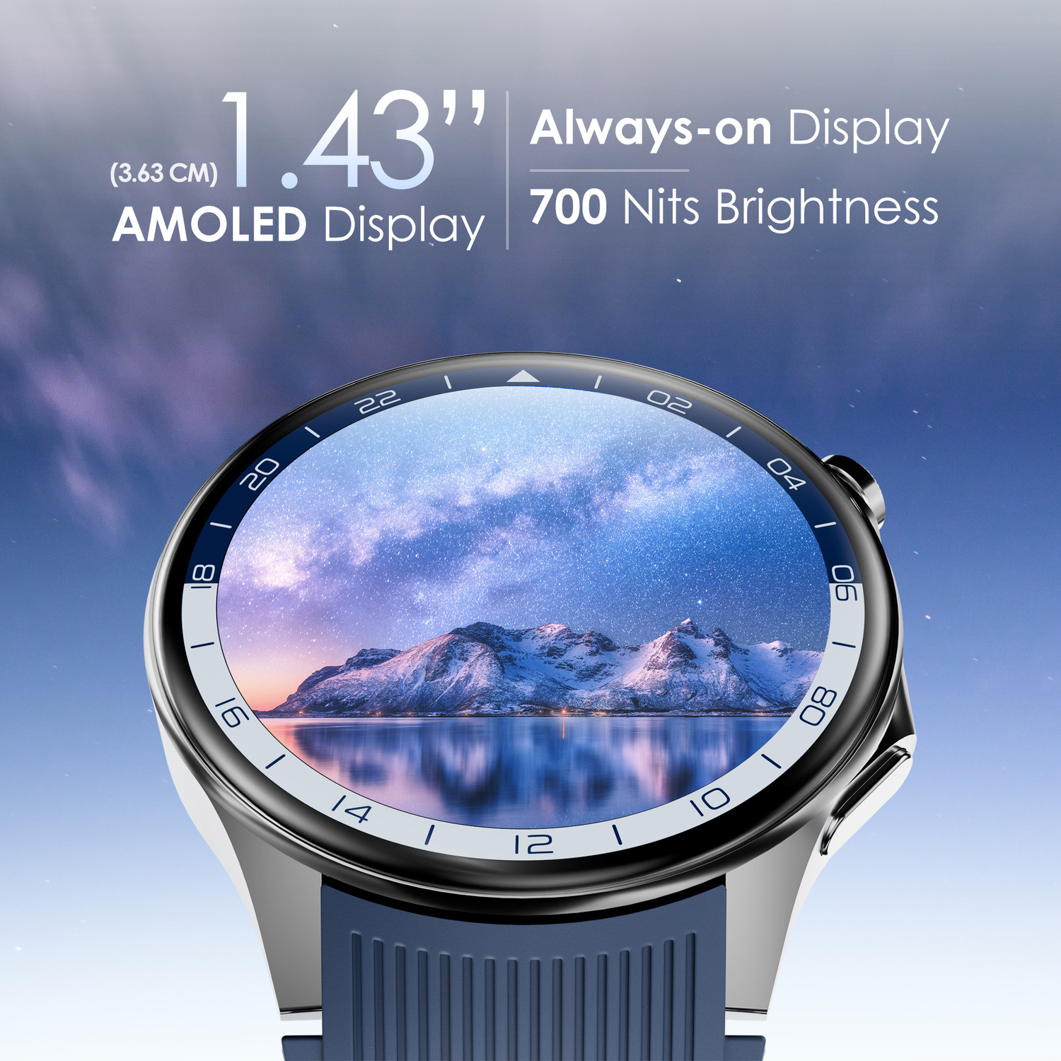 Image of Pebble Gravity 1.43inch AMOLED,700 Nits Brightness BT Calling,QR Pay & Digital Compass Smartwatch