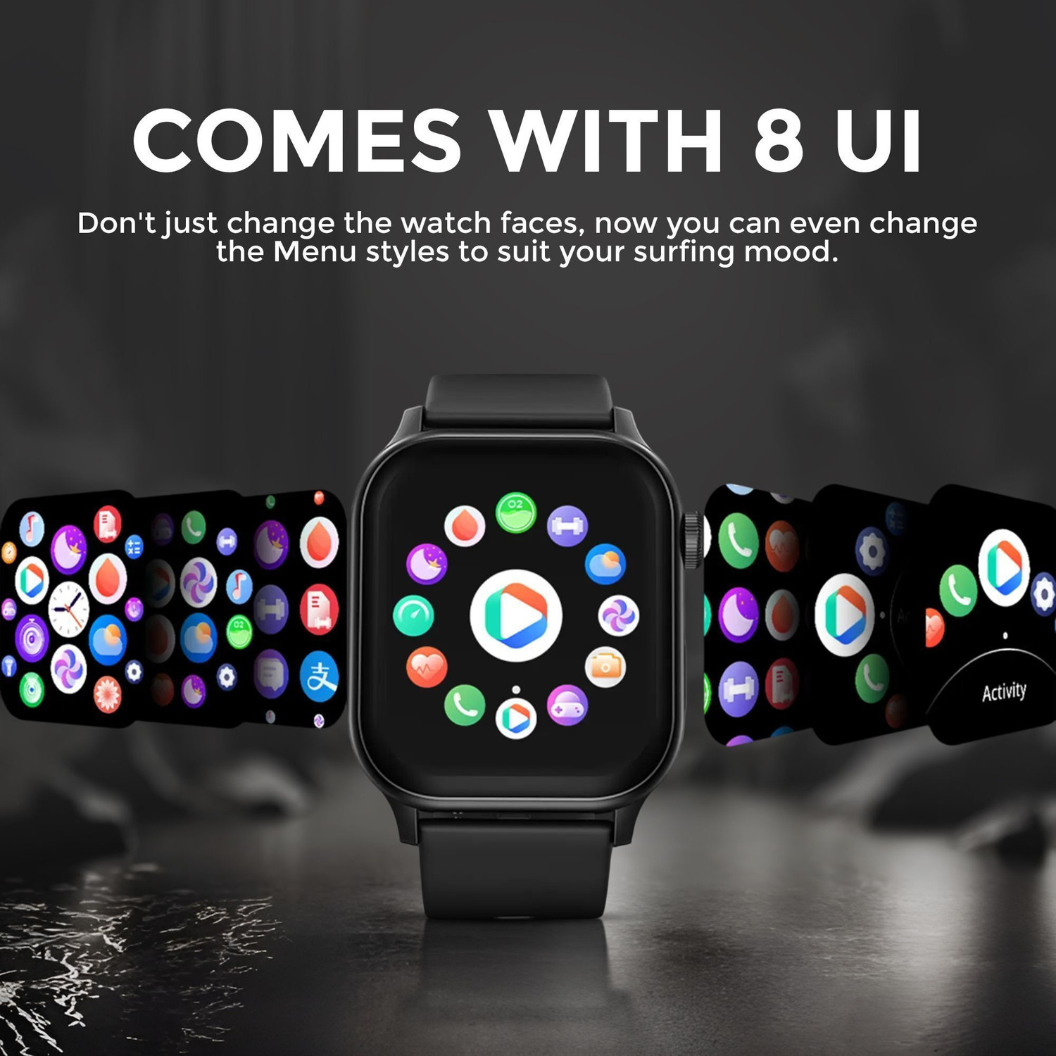 Image of PunnkFunnk T-STROM Grey inch AMOLED Display BT Calling, Social Notification, Fitness, Smartwatch