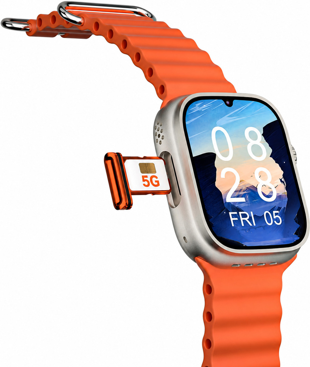 Image of Bestarc 5G Android Full Touch Watch with UPI Apps and 5MP Rear Camera Smartwatch (Terracotta Orange Strap, Free Size)