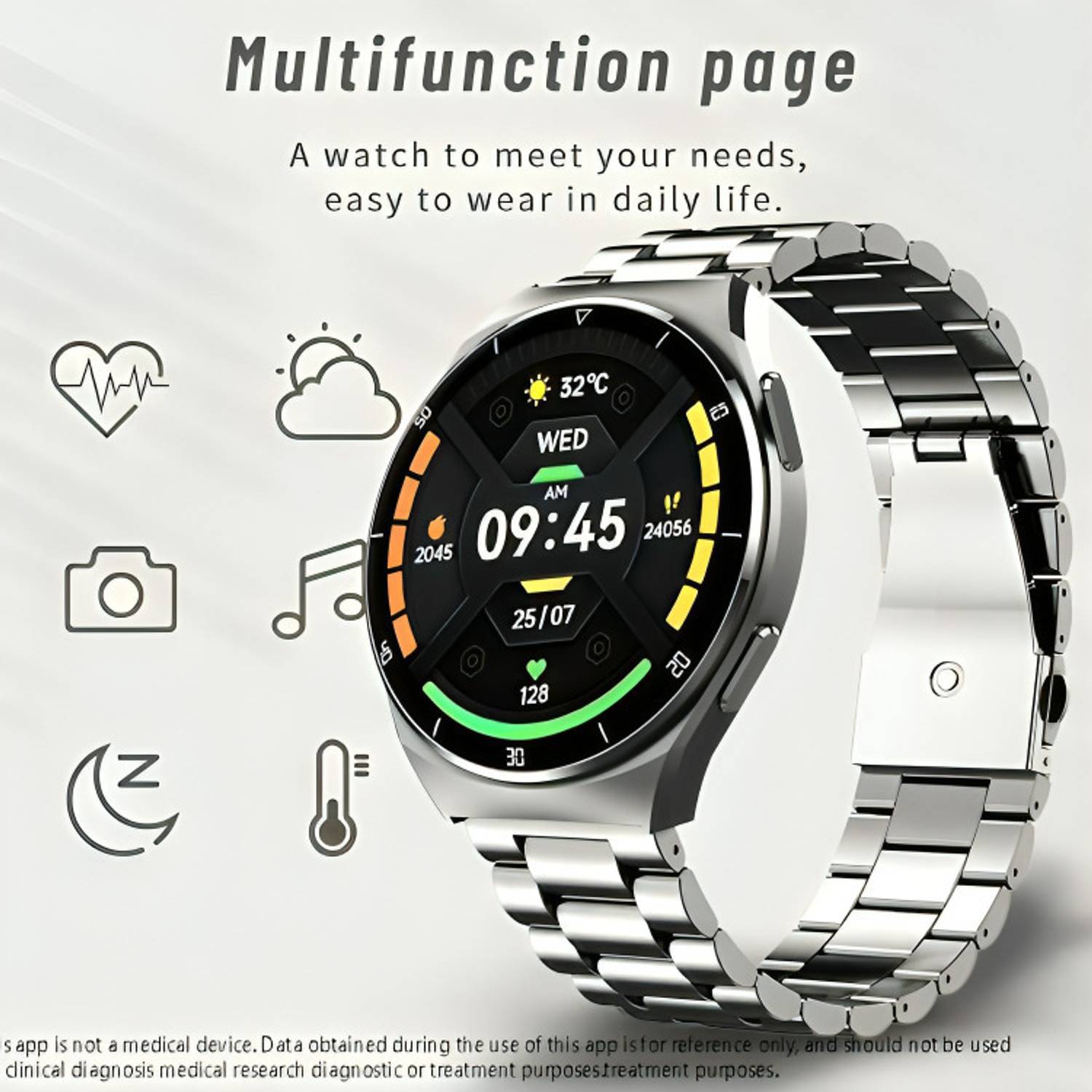 Melbon Steel Strap Heart Rate Monitoring Smartwatch - Image 2