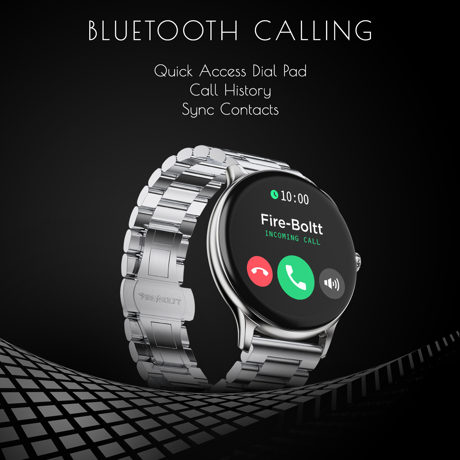 Image of Fire-Boltt Ninja Talk 35.3mm (1.39) Round Bluetooth Calling Metal Body,120 Sports Modes Smartwatch