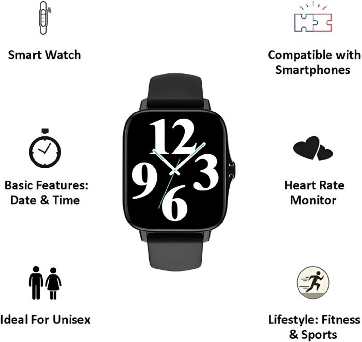 Image of HRYFiNE 1.7 inch Full Touch HD Screen|BT Calling|Crown Work|in-Built Speaker|Android4.1 Smartwatch