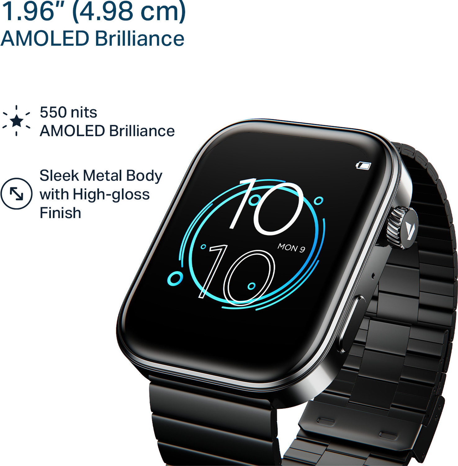 Image of boAt Chrome Endeavour, Premium Metal Body, AI Coach, 1.96 inch (4.97cm) AMOLED Display Smartwatch