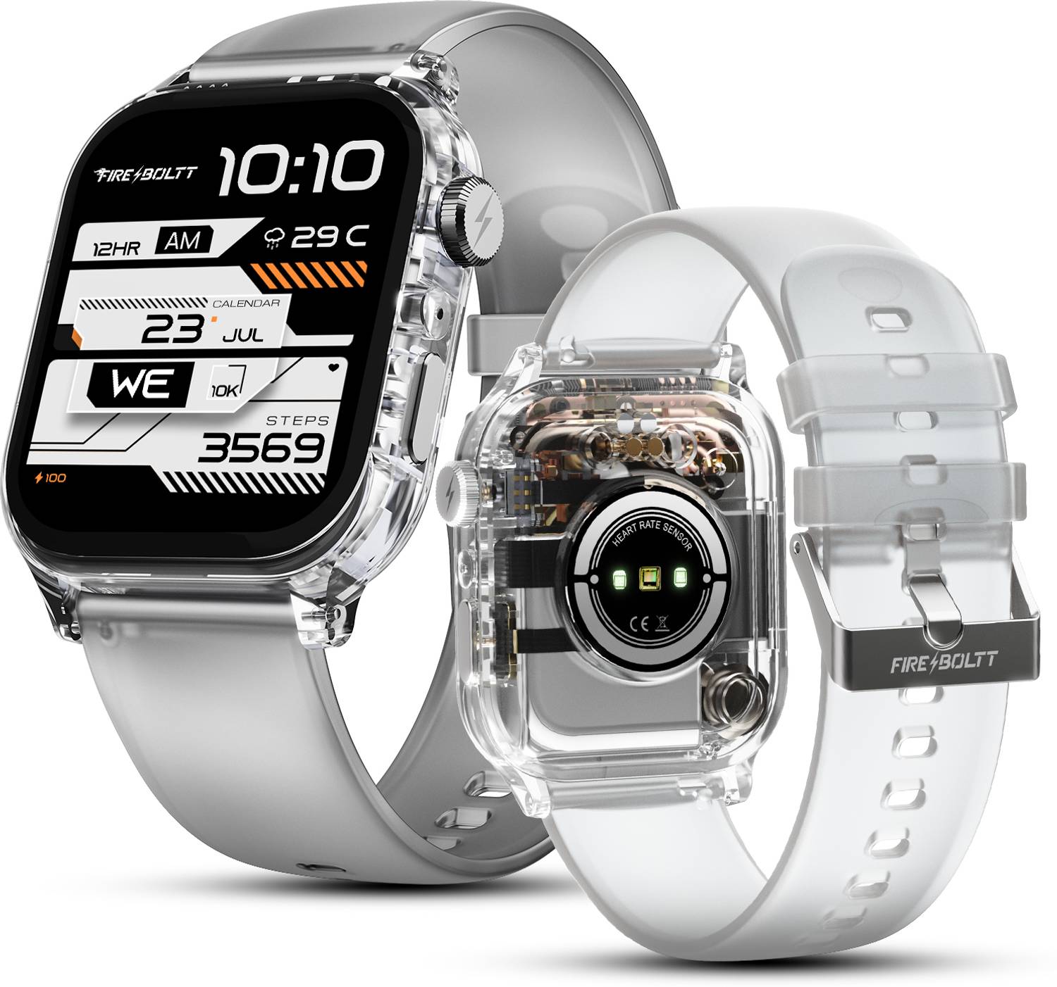 Fire-Boltt Rise Phantom 1.85 Display Transparent Clear Body Desig