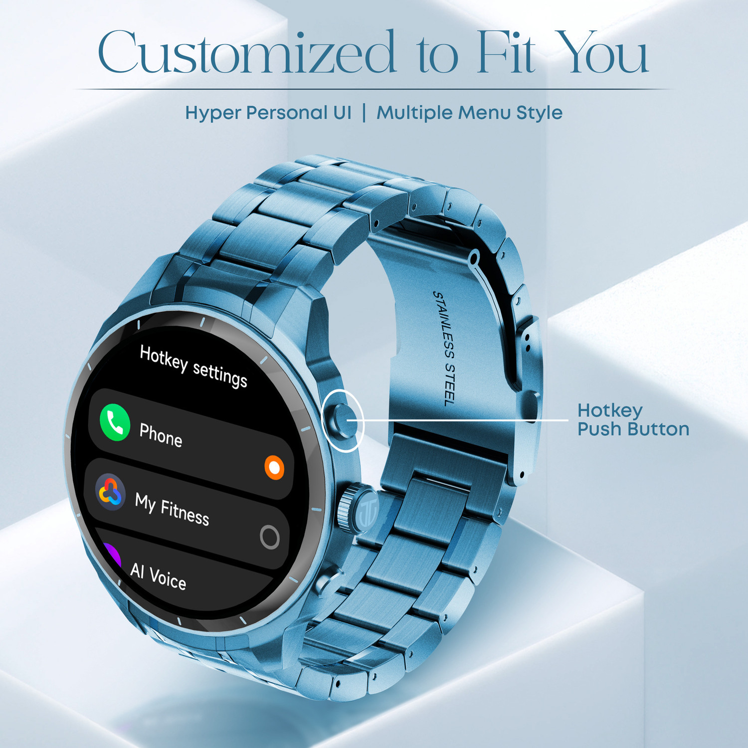 Image of Titan Heritage 1.43'' AMOLED|60Hz|Stainless Steel|BT Calling|Working Crown|3D UI|Mens Smartwatch