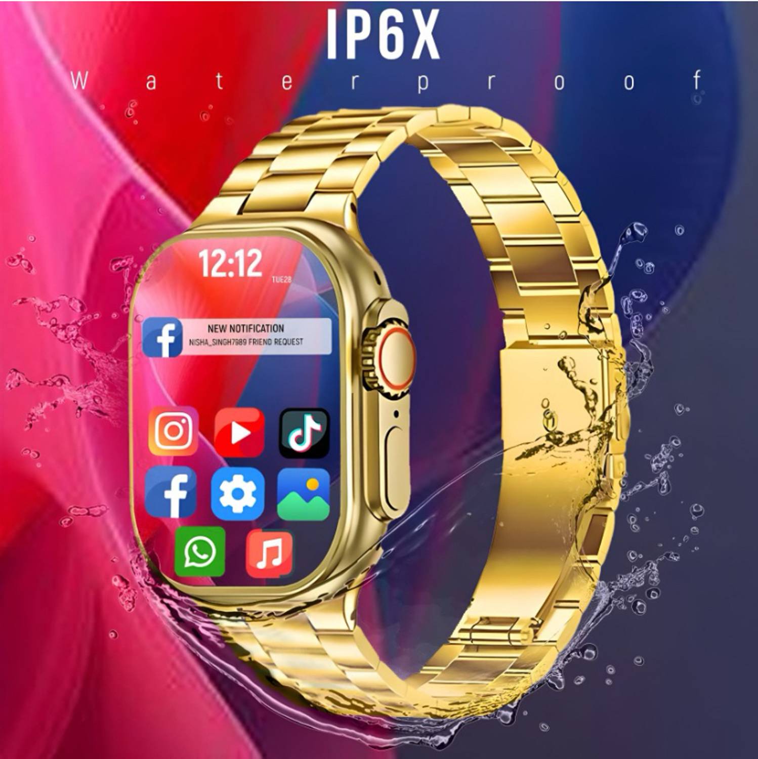 TECHMAZE S9 Ultra X10 Gold Edition Smart watch Smartwatch (Gold S