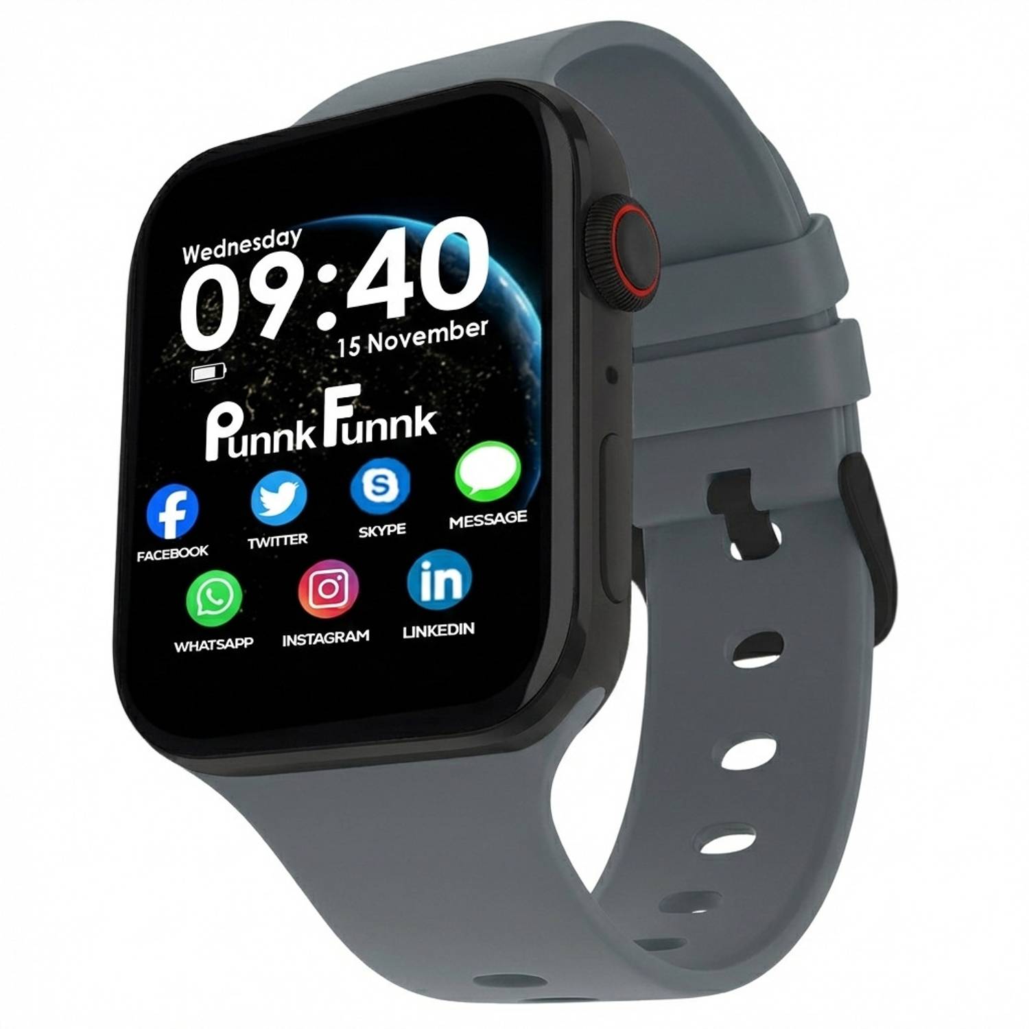 PunnkFunnk T-Storm Grey Bluetooth Calling 1.99"Amoled Display, Fr