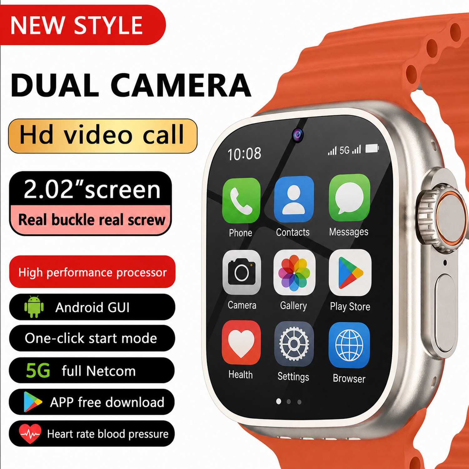 Image of Bestarc Android 5G Watch supporting Snapchat Installed and AMOLED Display Smartwatch