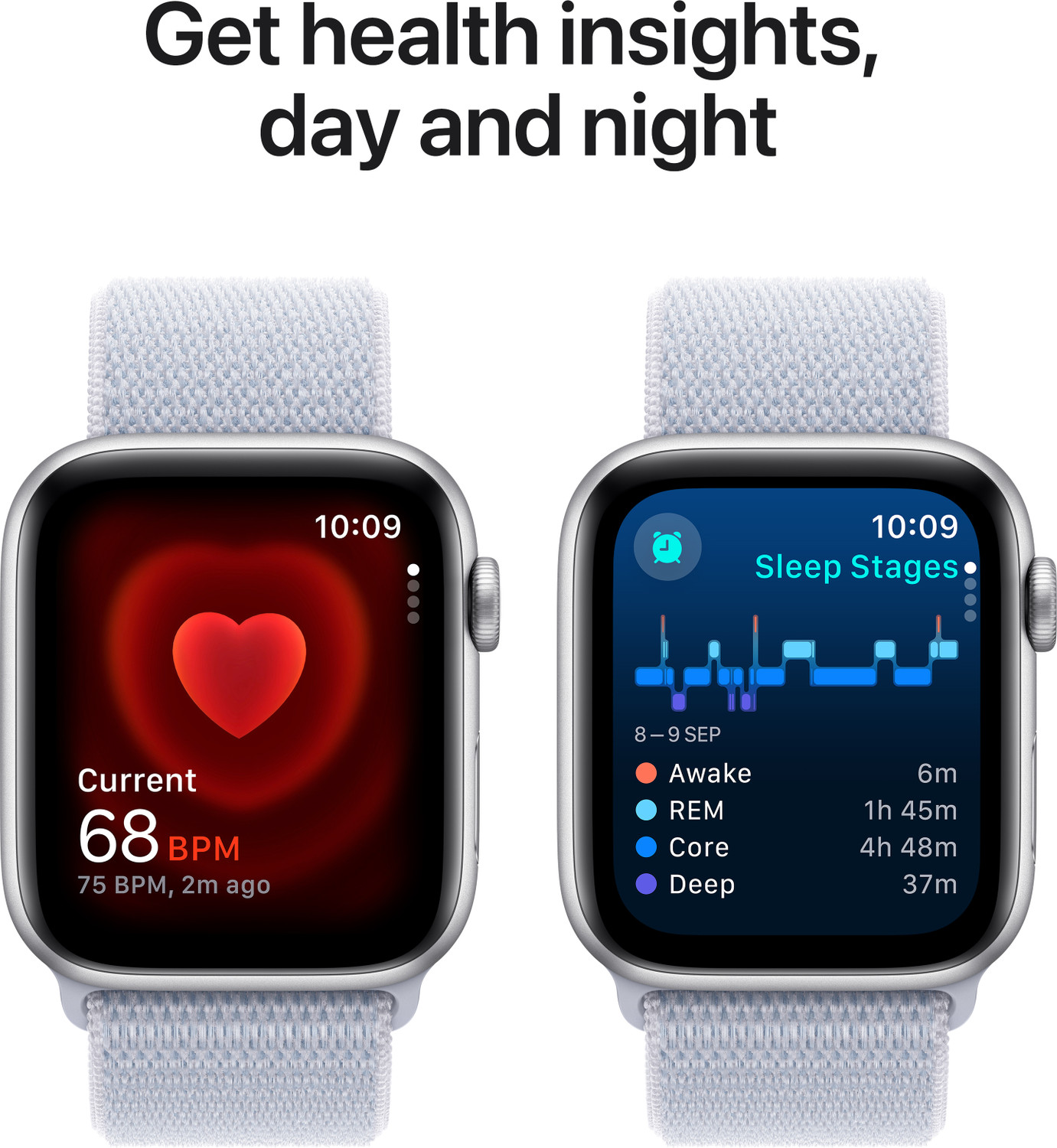 Image of Apple Watch SE GPS + Cellular 44mm Silver Aluminium with Blue Cloud Sport Loop