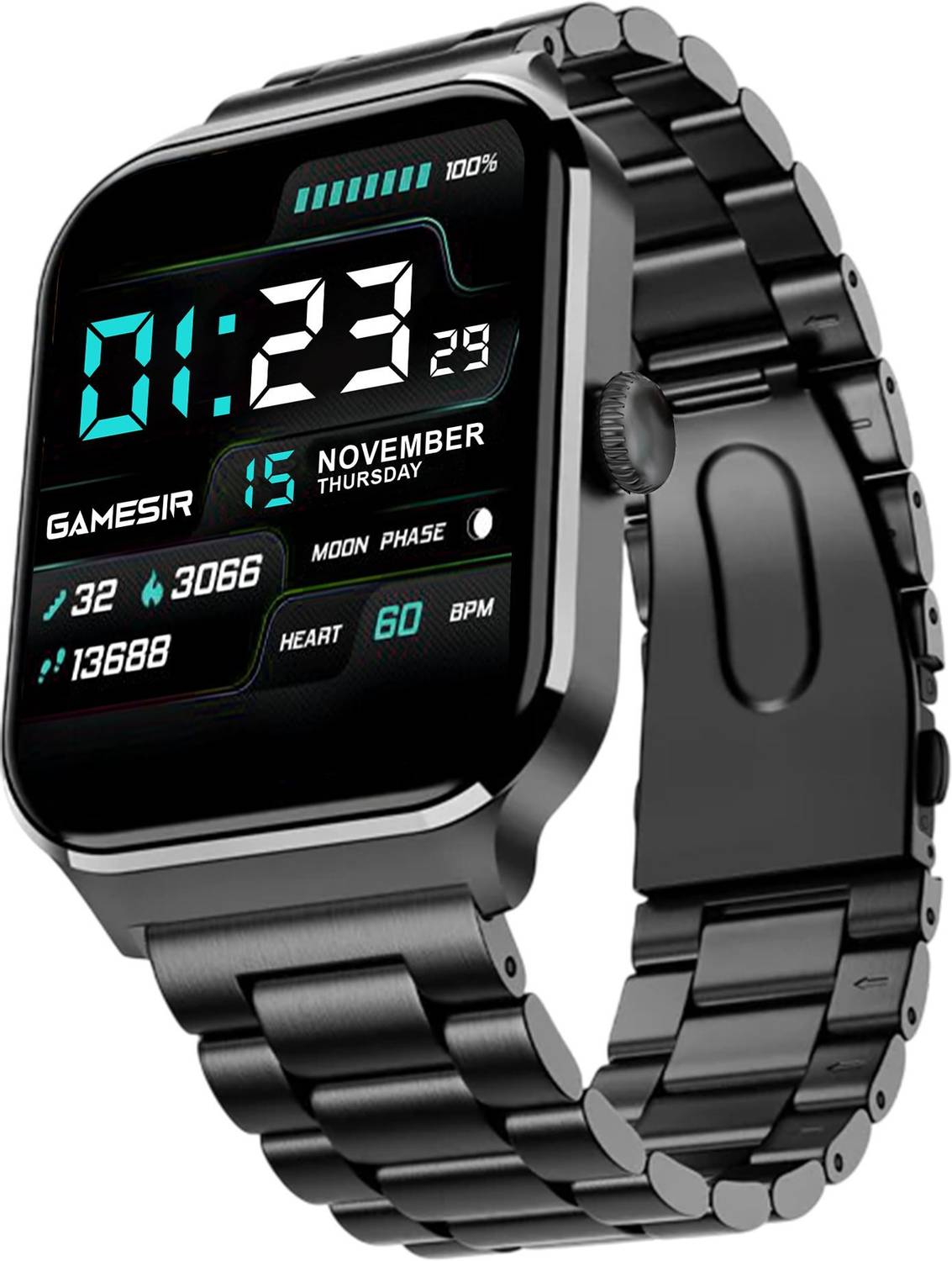 Melbon Lumina Black 2.01 AMOLED Display, Smart Health Monitoring,