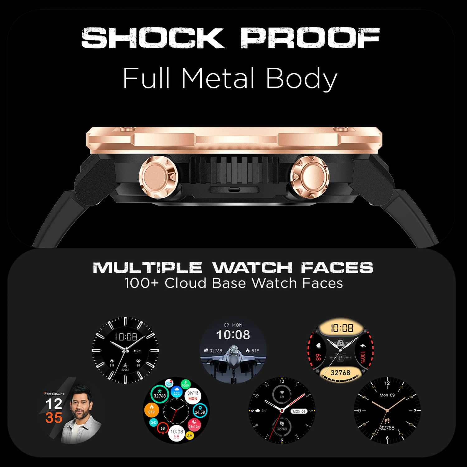 Image of Fire-Boltt Sphere 40.6mm (1.6) Sporty Rugged Smartwatch Metal Body Shock Proof, 600 mAh Smartwatch
