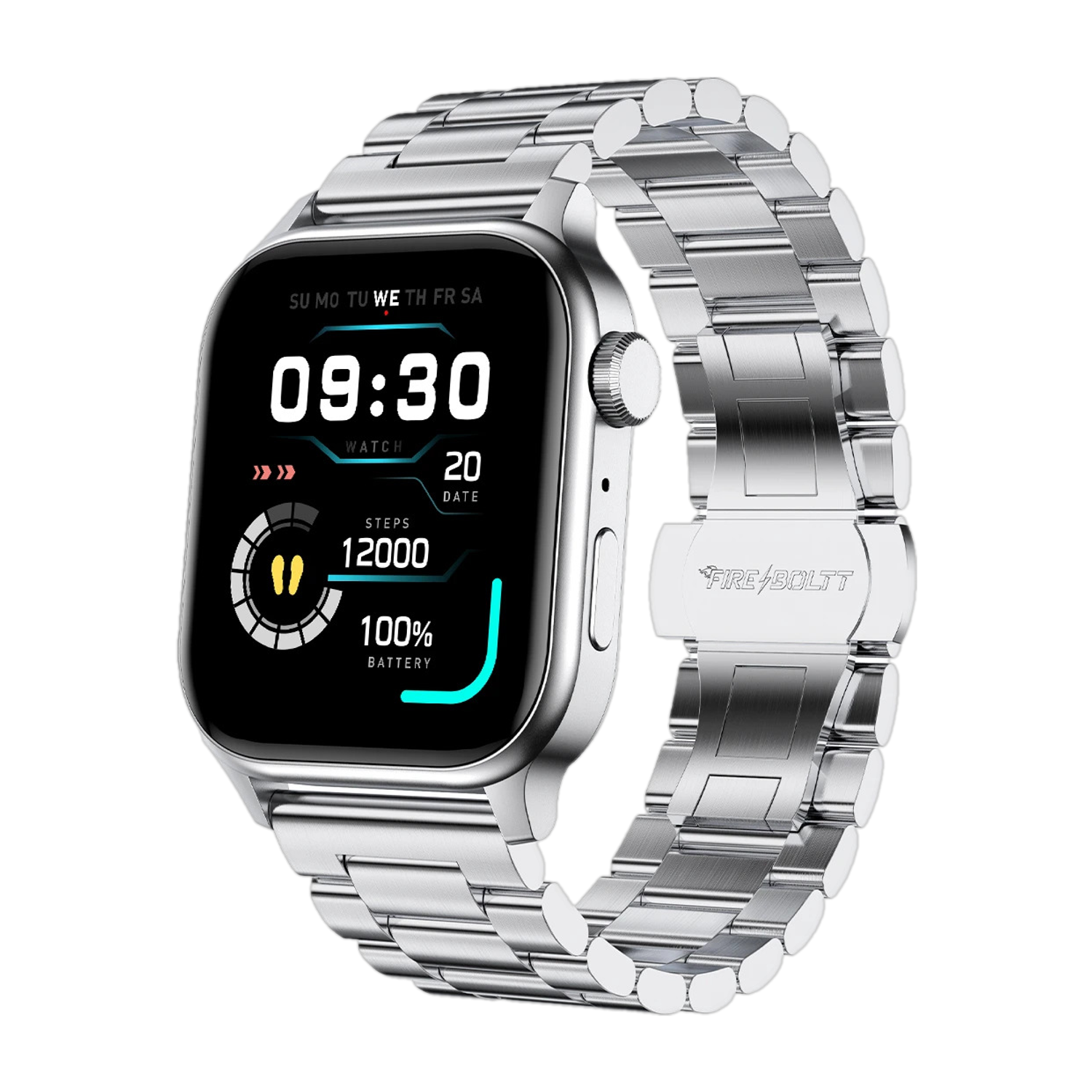 Fire-Boltt Rise Luxe Stainless Steel Luxury, 47mm (1.85) Display, Games, 120+ Sports Smartwatch