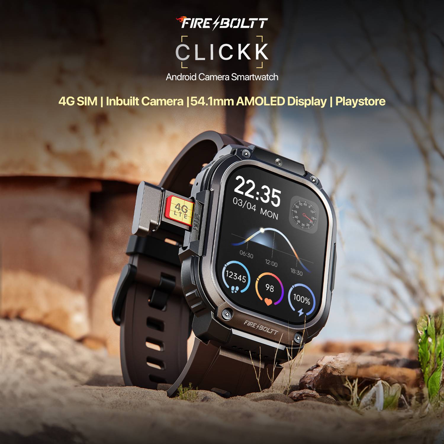 Fire-Boltt Clickk 54.1mm AMOLED Smartwatch with Front Camera - Image 2