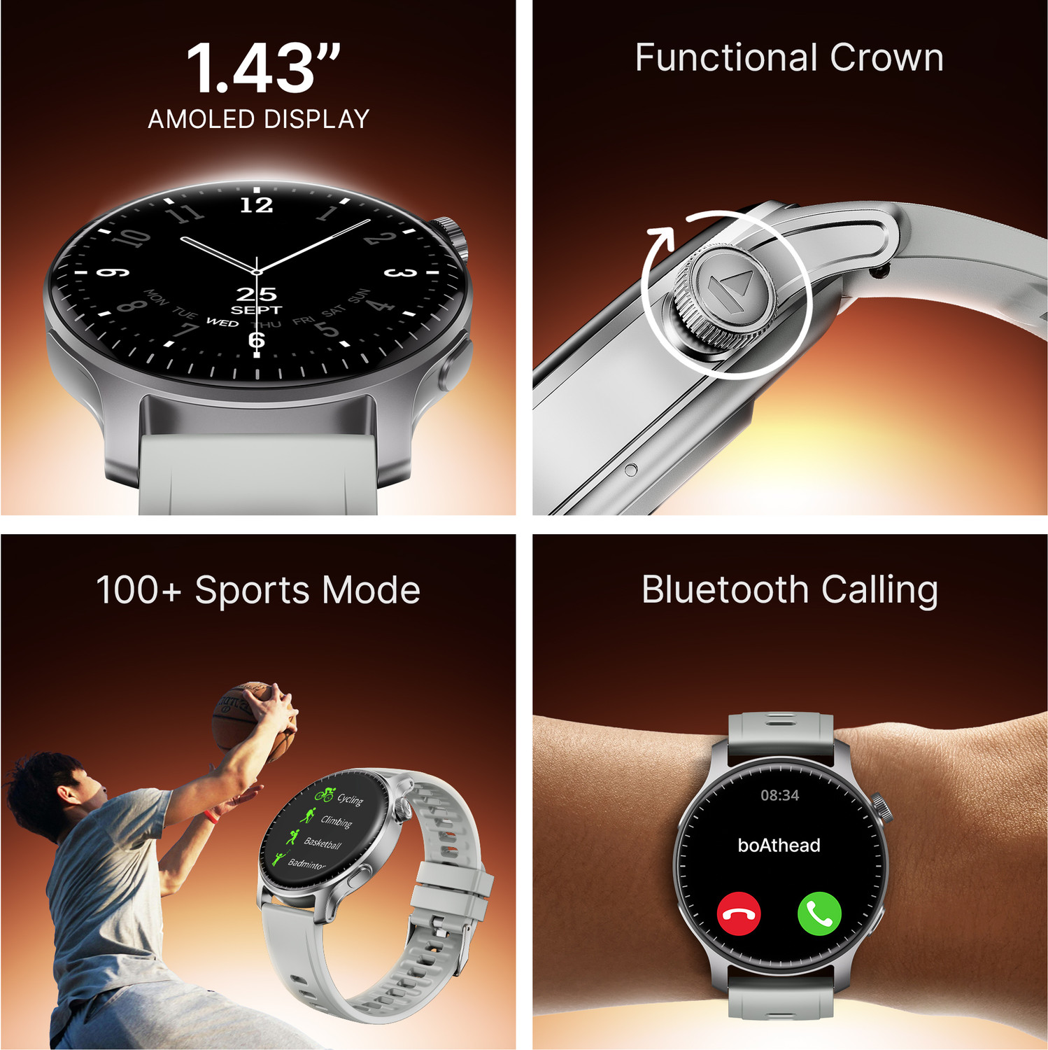 Image of boAt Ultima Prime w / 1.43 inchAMOLED Display, AOD, Personalized Nudges, Functional Crown Smartwatch