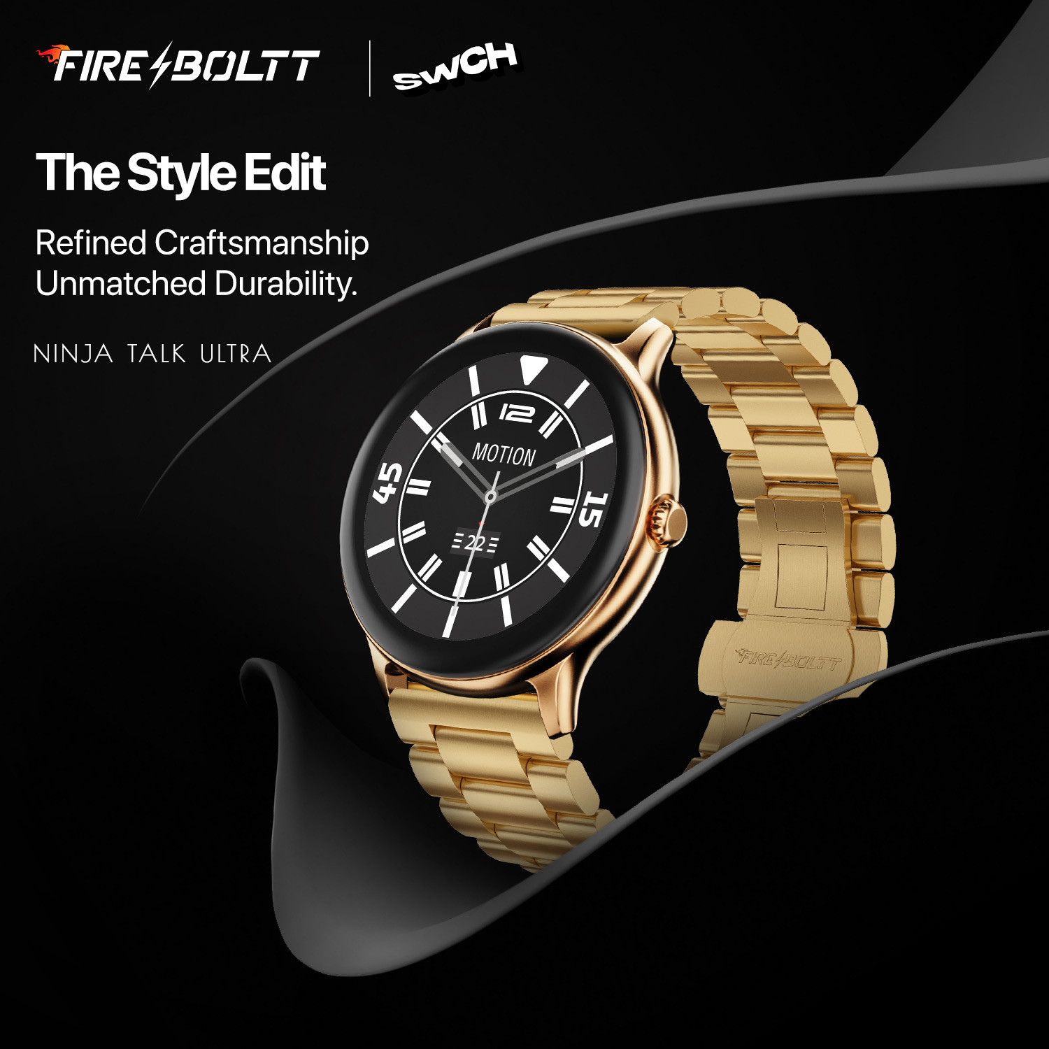 Image of Fire-Boltt Ninja Talk 35.3mm (1.39) Round Bluetooth Calling Metal Body,120 Sports Modes Smartwatch