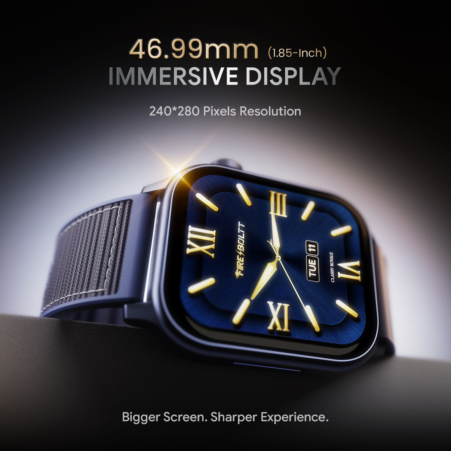 Image of Fire-Boltt Rise Force 1.85 BT Calling, Nylon Fluoroelastomer Hybrid Strap Rotating Crown Smartwatch