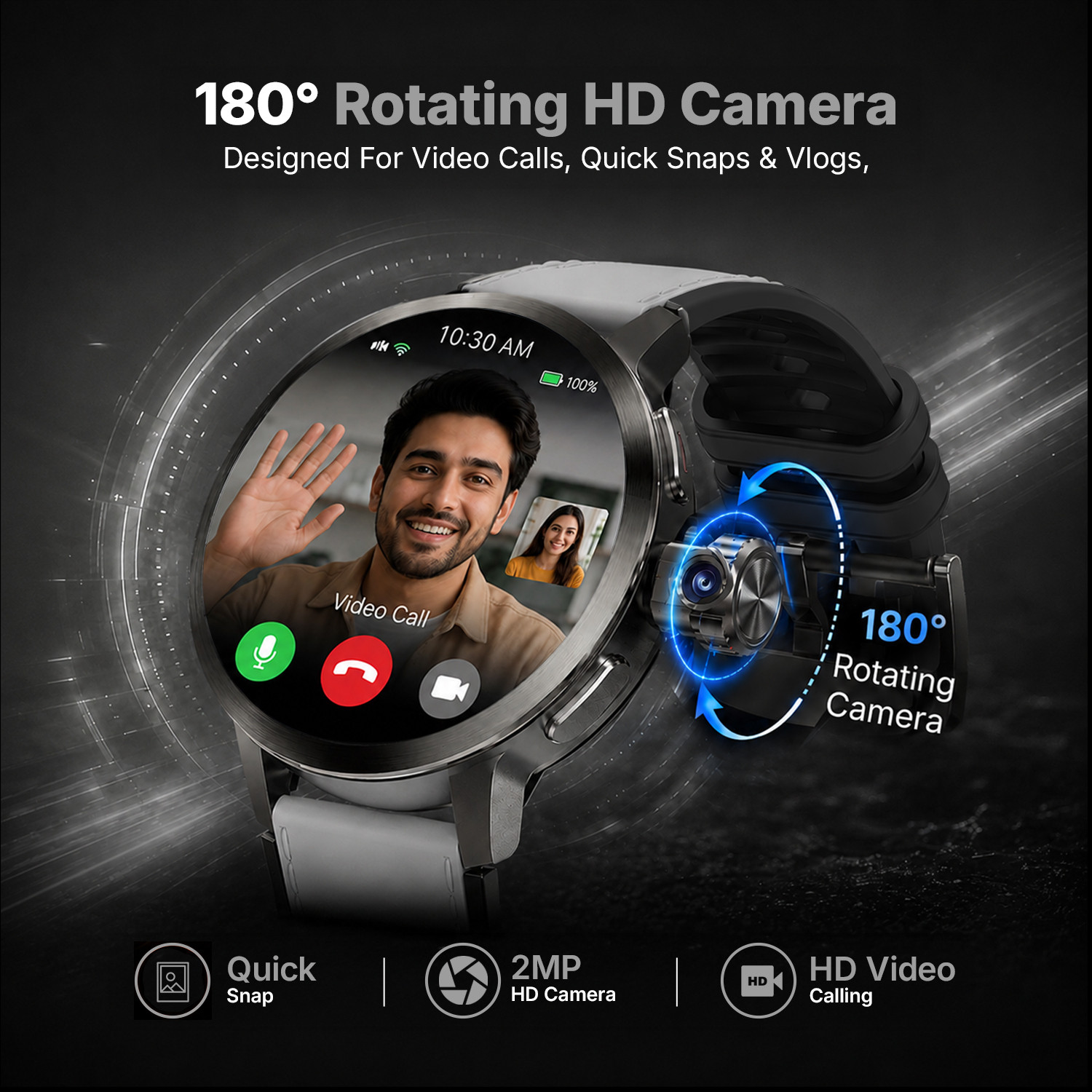 Image of Ai+ NovaWatch Rotatecam 4G Android Smartwatch, 180 Degree Rotating Camera & GPS Smartwatch
