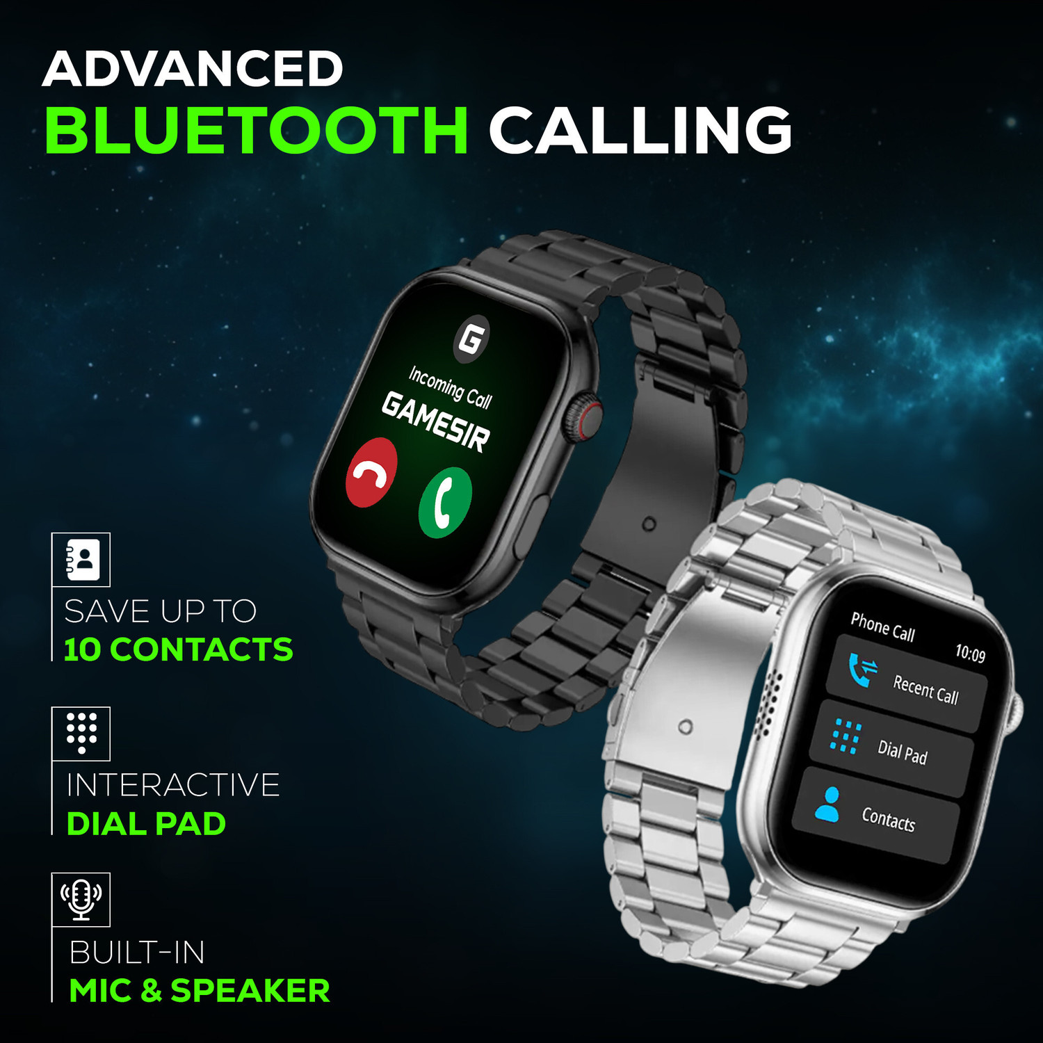 Image of GameSir T500 Ultra Metal Black Smartwatch with Bluetooth, Fitness & Heart Rate Tracking Smartwatch