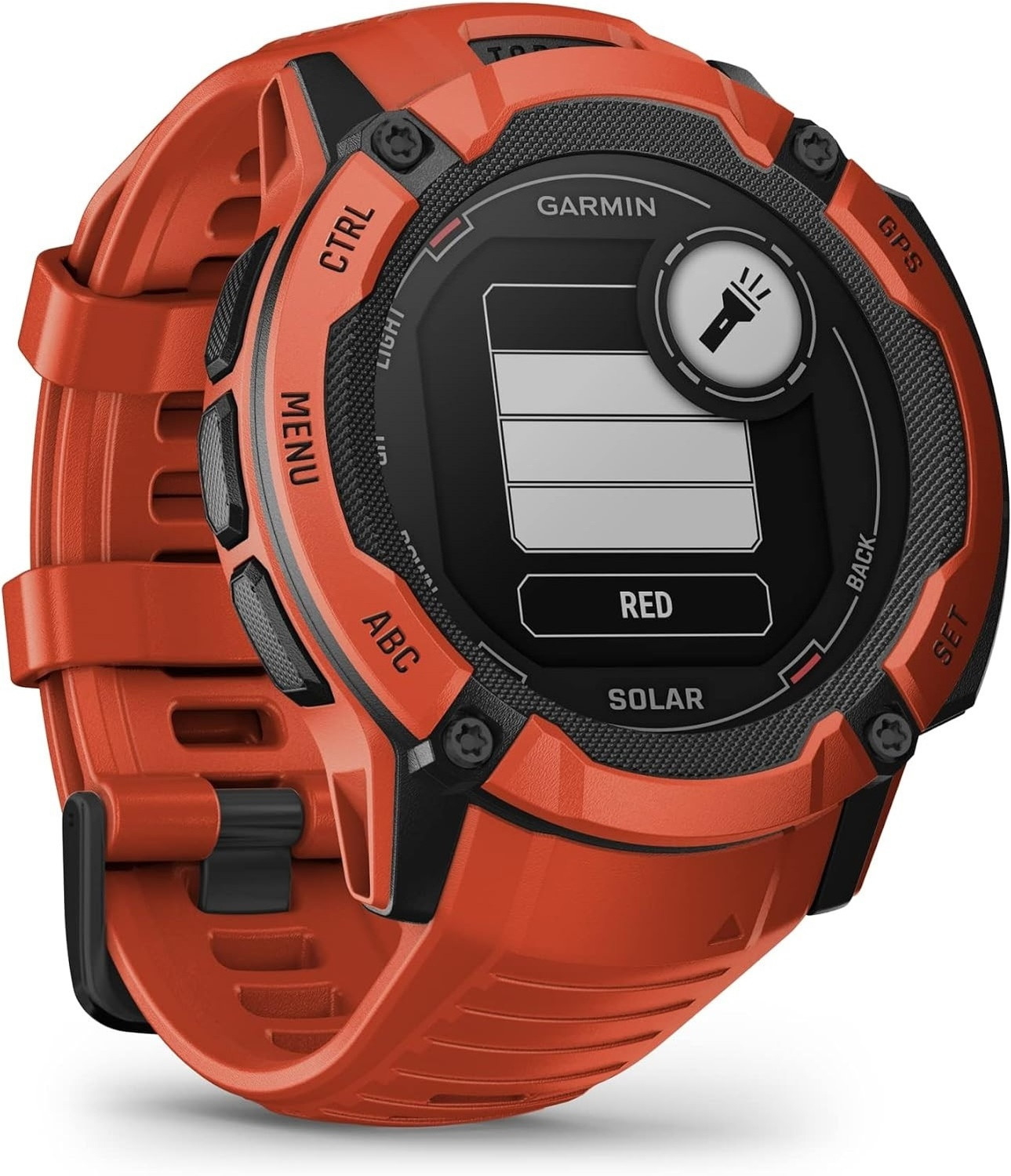 Image of GARMIN Instinct 2X Solar, Rugged Outdoor Smartwatch, 50mm, Flame Red Smartwatch (Flame Red Strap, Free Size)
