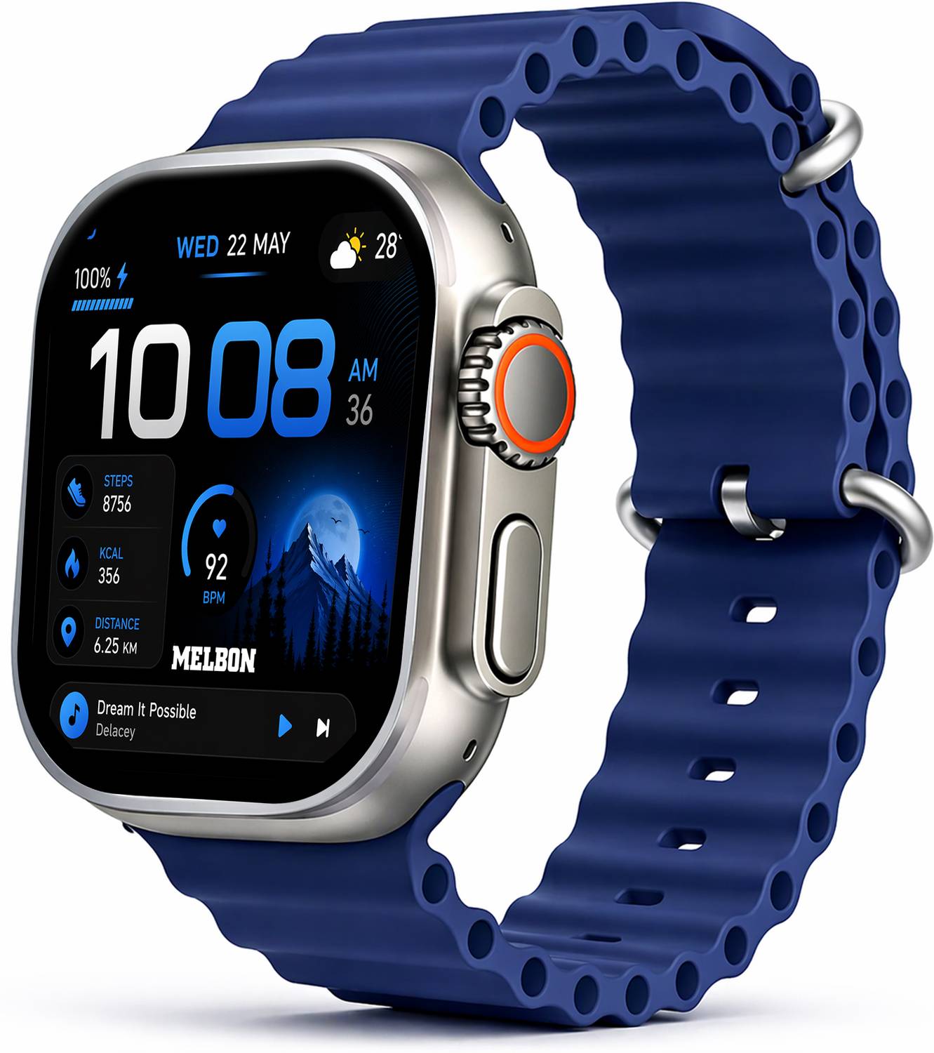 Melbon T800 Ultra Blue Smartwatch 1.99" HD Display, BT Calling, S