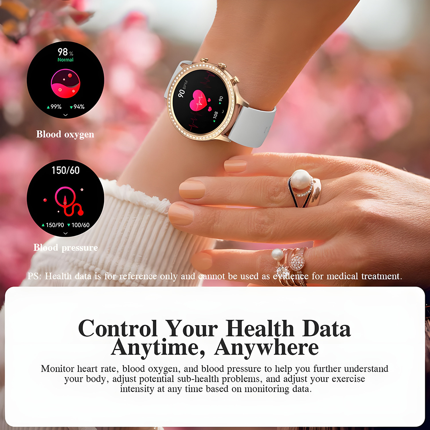 Image of WTG PF9 Series 1.39 inch AMOLED Display Music & Fitness BT Calling Luxury Design girls Smartwatch