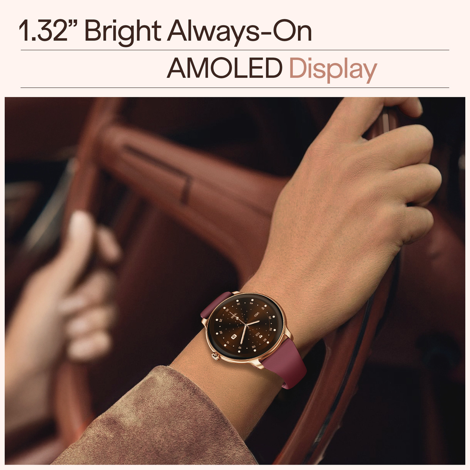 Image of boAt Chrome Iris Ultra-Sleek Metal Body,1.32 AMOLED,1000 Nits,Female Cycle Tracking Smartwatch