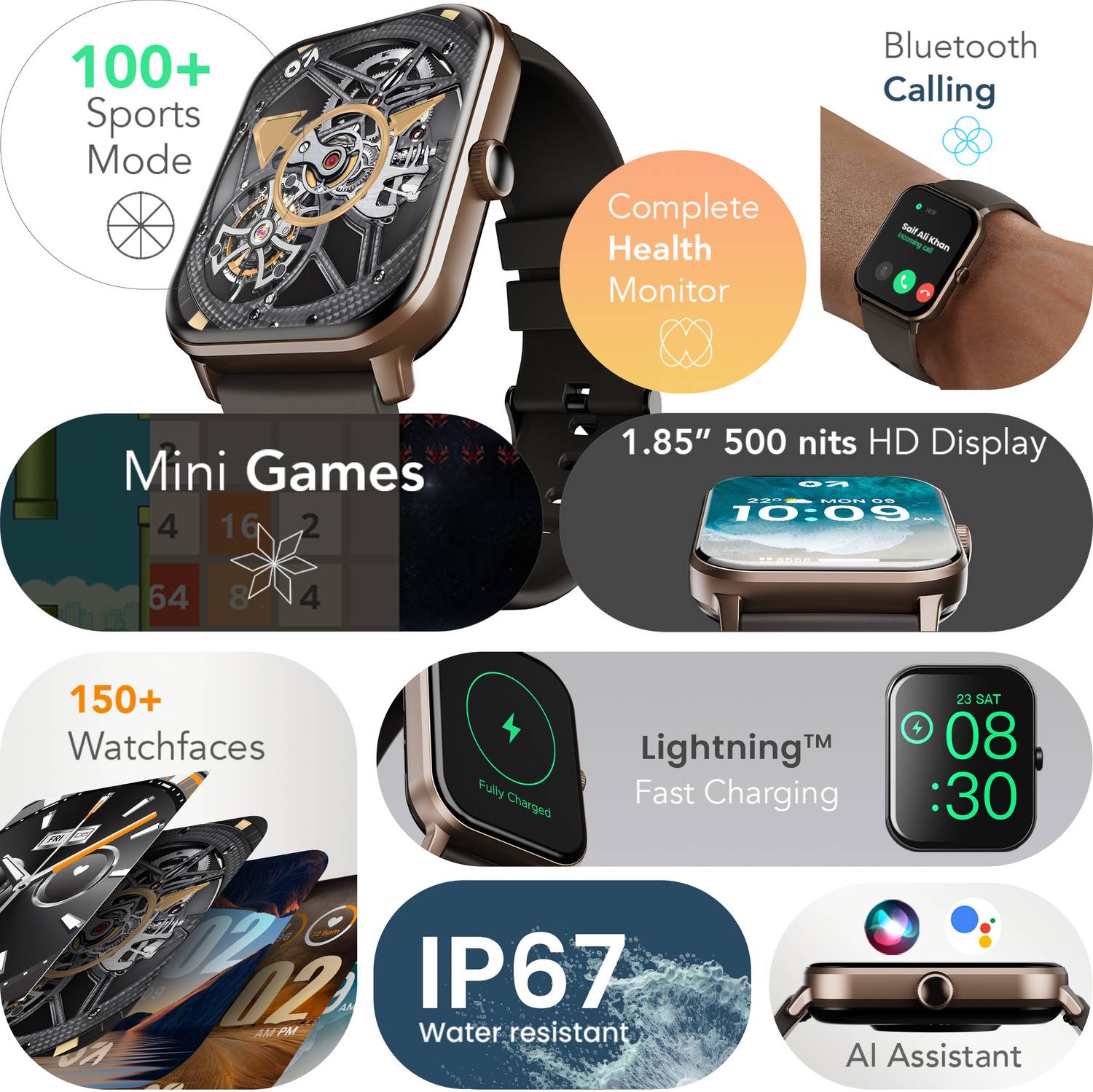 GOBOULT Drift+ 1.85" HD Display BT Calling Smartwatch - Image 2