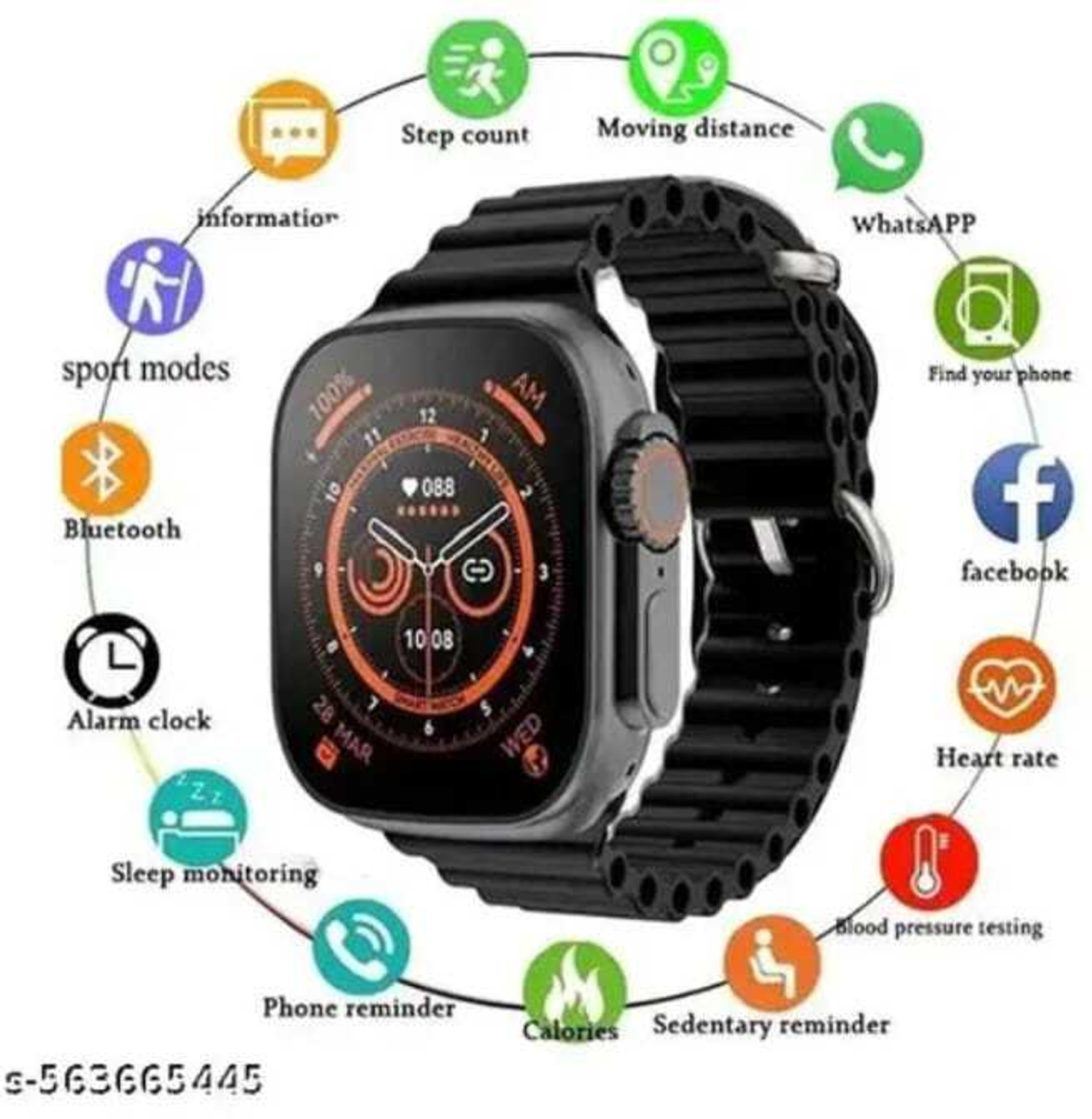 Image of Onikuma T800 BT watch 2in Big Screen Sunlight Proof Display Music Play Insta WA Notifier Smartwatch