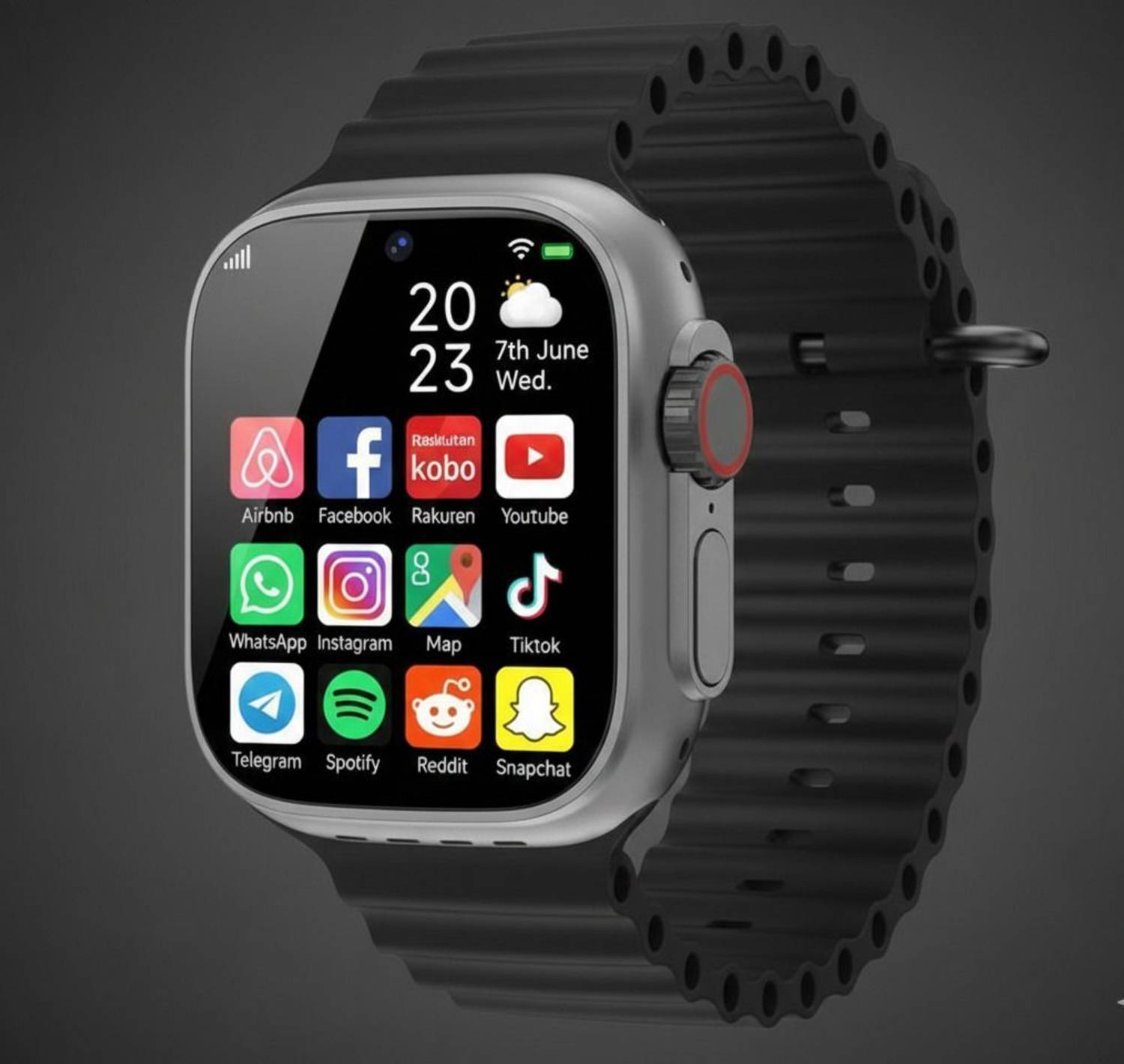 RKLS T800 Ultra BT Calling Watch, Wireless Charging, Health Tracking Sensor (Black) Smartwatch