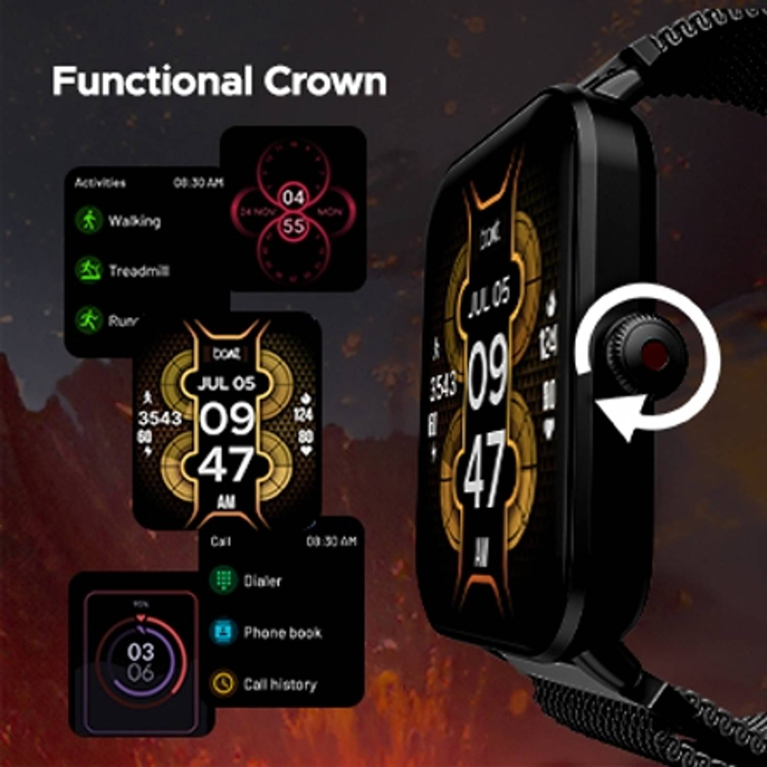 boAt Wave Fury Smartwatch Gray - Image 4